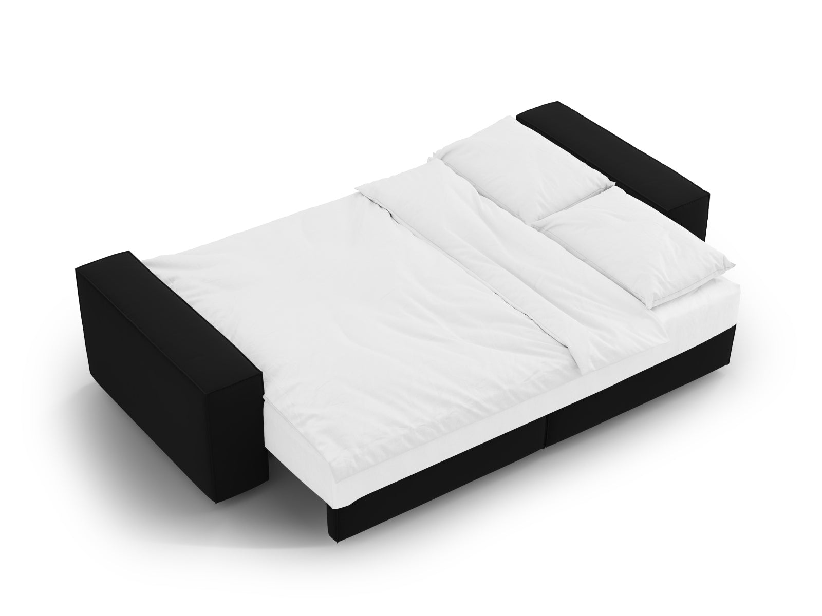 Elegantes 3-Sitzer Velours Sofa Jodie mit Schlaffunktion und Stauraum, ideal für gemütliche Abende und platzsparende Lösungen.