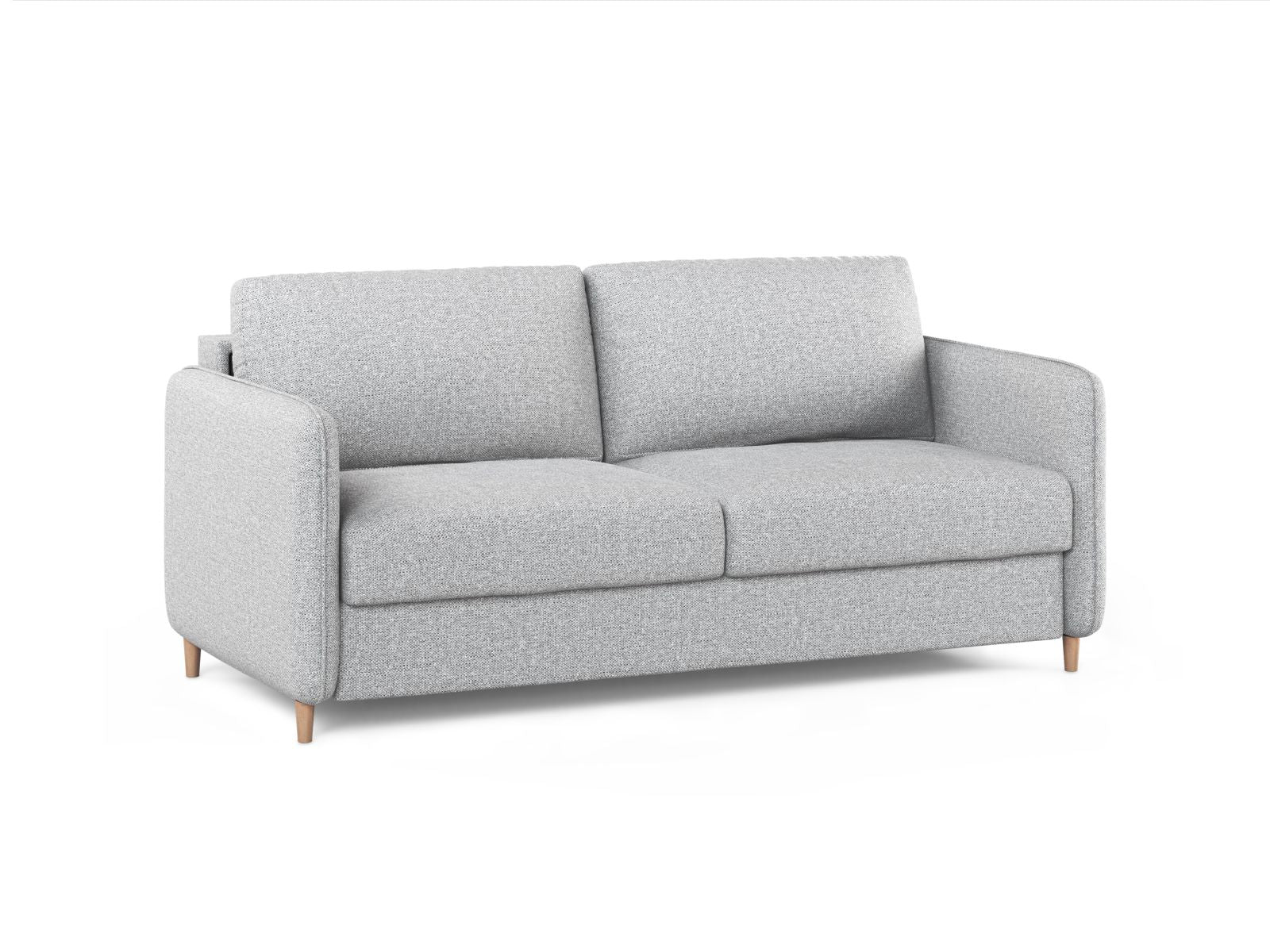 Stylisches 3-Sitzer Sofa Simo in hellem Grau, ideal für Wohnräume und als Schlafgelegenheit, präsentiert von Micadoni.