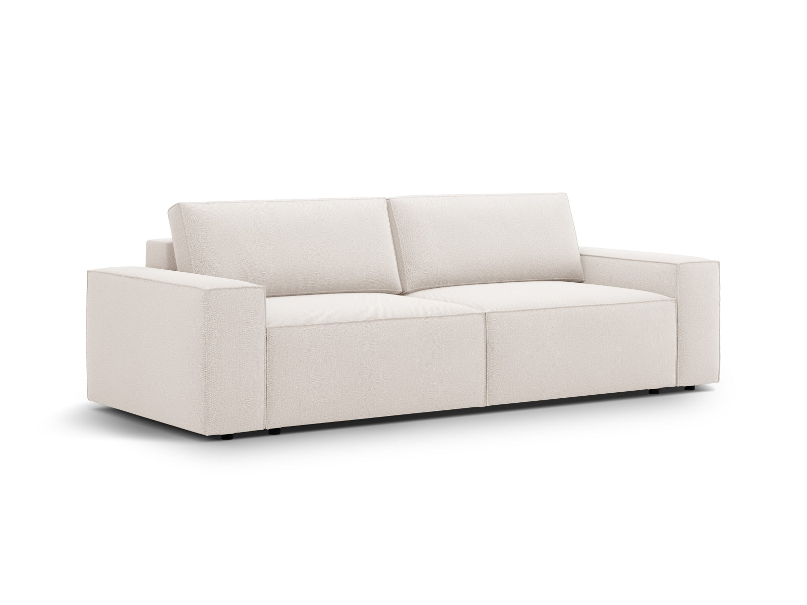 Modernes 3-Sitzer Jodie Sofa in hellem Beige, vielseitig einsetzbar mit Schlafoption und praktischem Stauraum für kleine Räume.