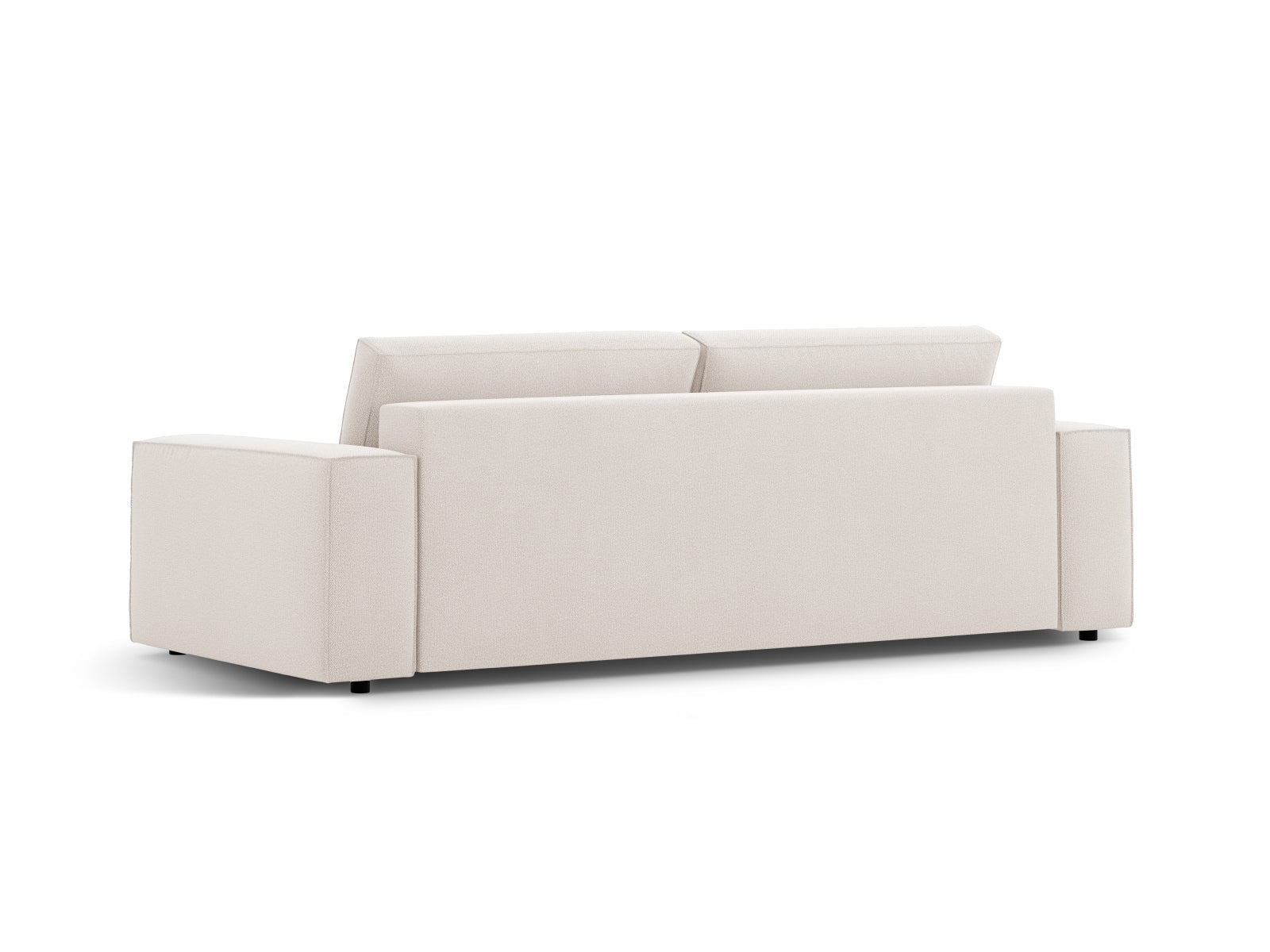 Elegantes Jodie Sofa in sanftem Beige, ideal für Gästezimmer, mit Schlaffunktion und integriertem Stauraum für optimale Raumnutzung.
