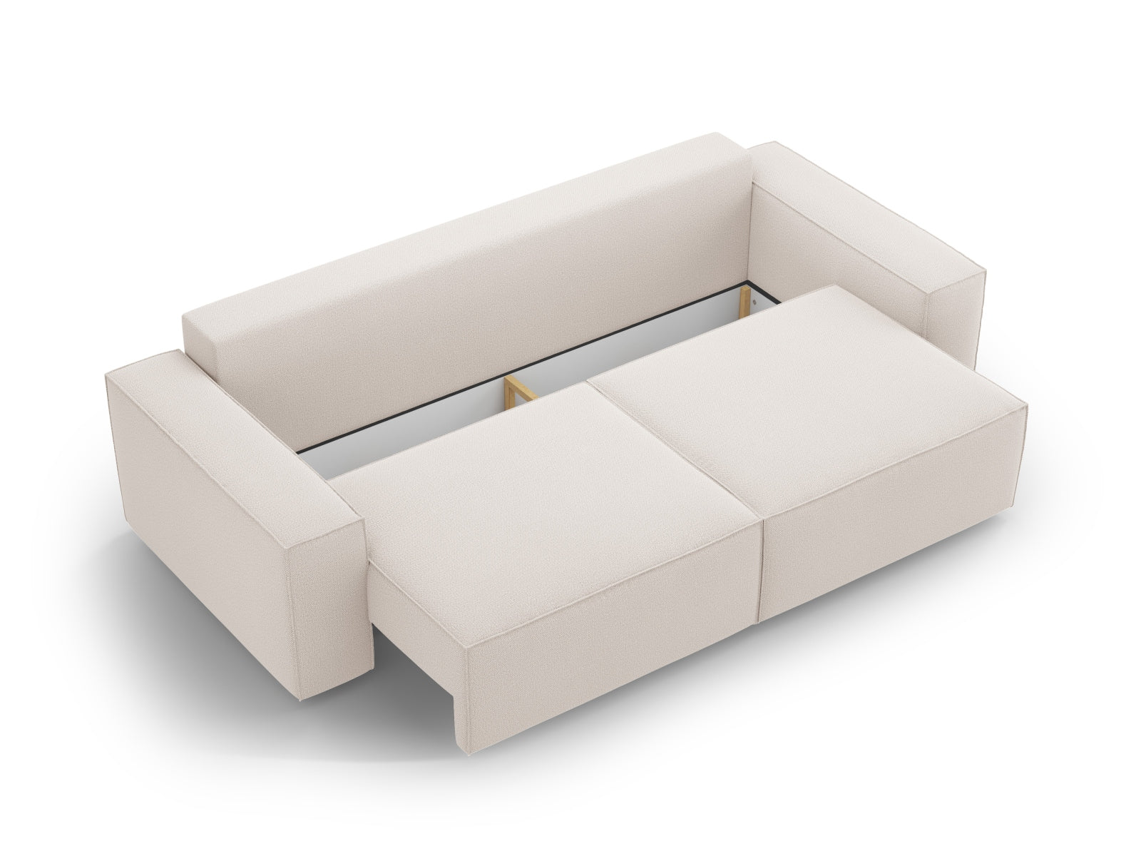 Stylisches 3-Sitzer Jodie Sofa in hellem Beige, perfekt für Wohnräume, bietet Schlaffunktion und praktischen Stauraum für zusätzlichen Komfort.