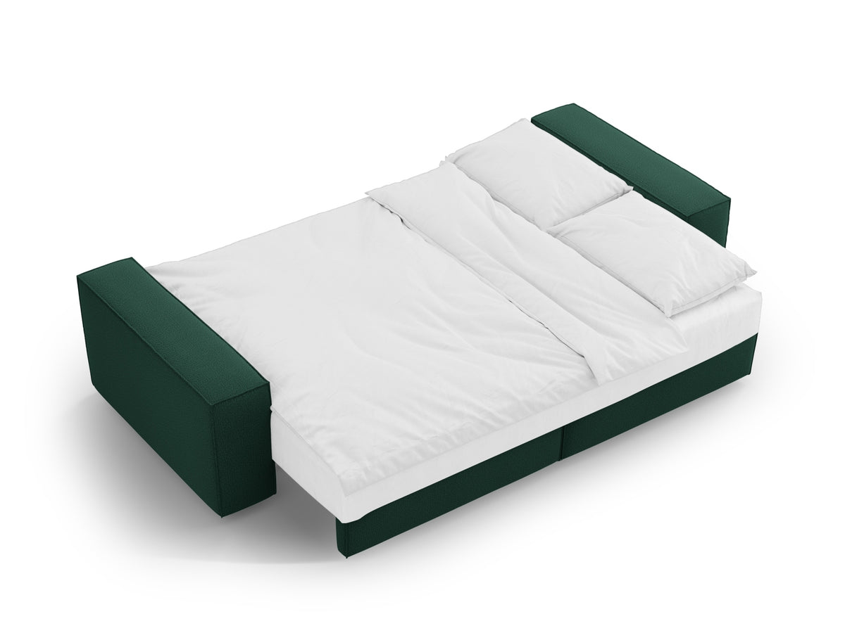 Jodie Sofa mit Schlaffunktion und Stauraumbox 3 Sitzer in Green-Megan präsentiert im Onlineshop von KAQTU Design AG. Bettsofa ist von Micadoni