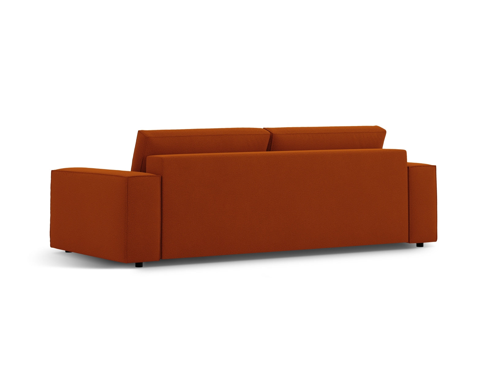 Elegantes 3-Sitzer Bettsofa in stilvollem Terracotta, ideal für Wohnräume, bietet Schlafgelegenheit und Stauraum für optimale Nutzung.