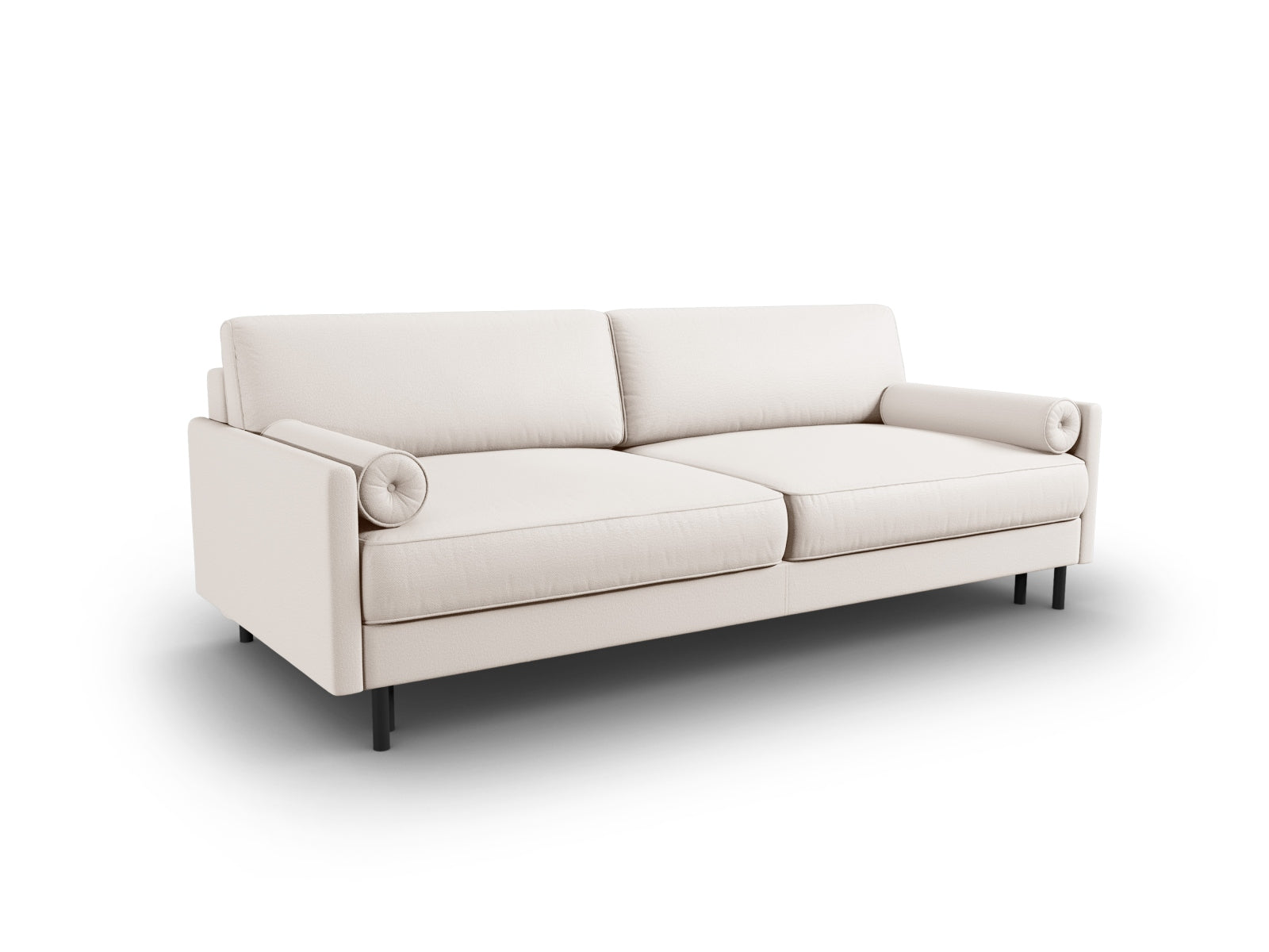 Modernes 3-Sitzer Bettsofa Scott in hellem Beige, vielseitig einsetzbar mit Schlafoption und integriertem Stauraum für zusätzlichen Komfort.