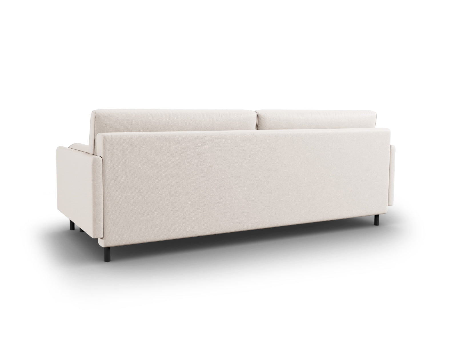 Elegantes 3-Sitzer Sofa Scott in sanftem Beige, ideal für kompakte Wohnräume, vereint Schlafkomfort und praktischen Stauraum.