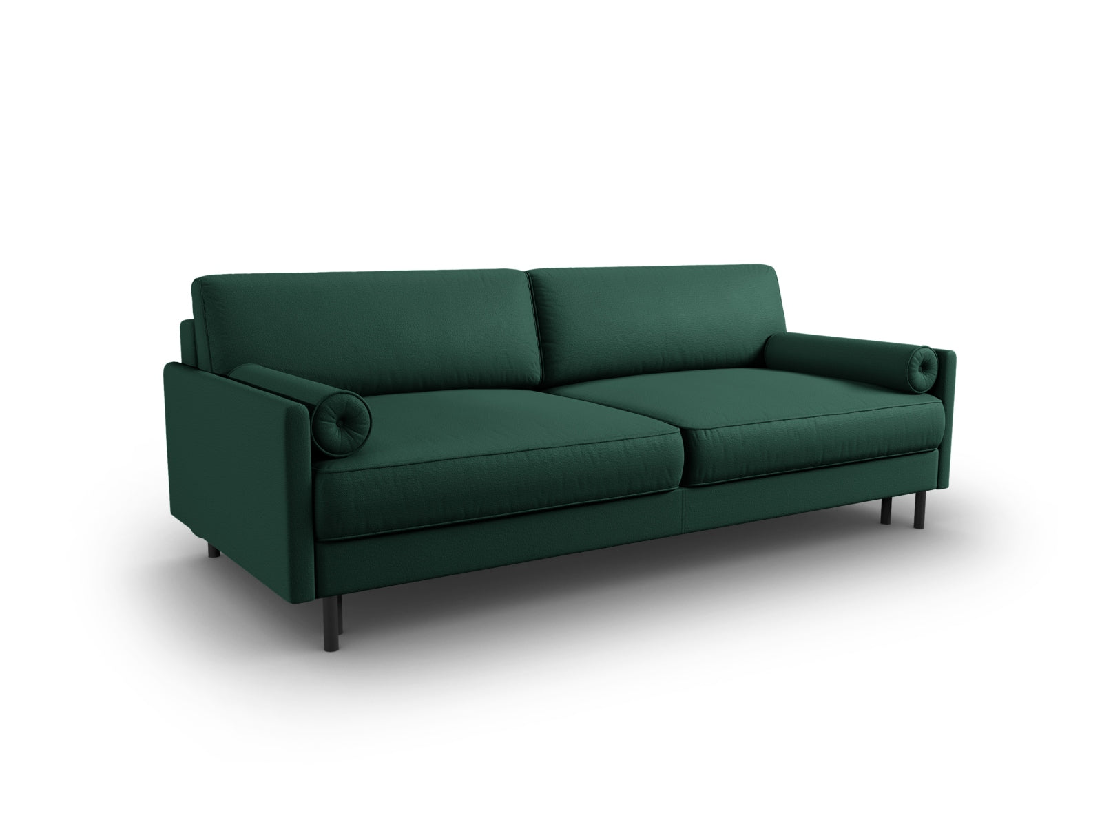 Modernes 3-Sitzer Sofa in trendigem Grün, das sich mühelos in ein Bett verwandelt und zusätzlichen Stauraum bietet.