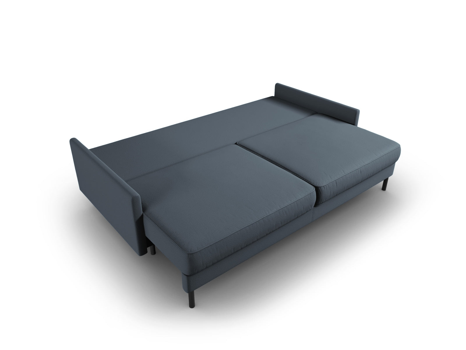 Elegantes 3-Sitzer Bettsofa in stilvollem Blau von Micadoni, ideal für Gästeübernachtungen und mit praktischem Stauraum.