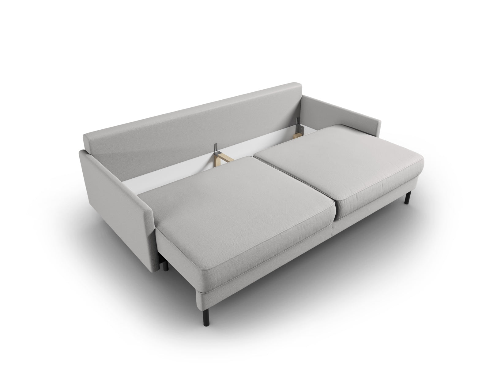 Modernes 3-Sitzer Bettsofa Scott von Micadoni in stilvollem Hellgrau, perfekt für kleine Räume mit zusätzlichem Stauraum und Schlaffunktion.
