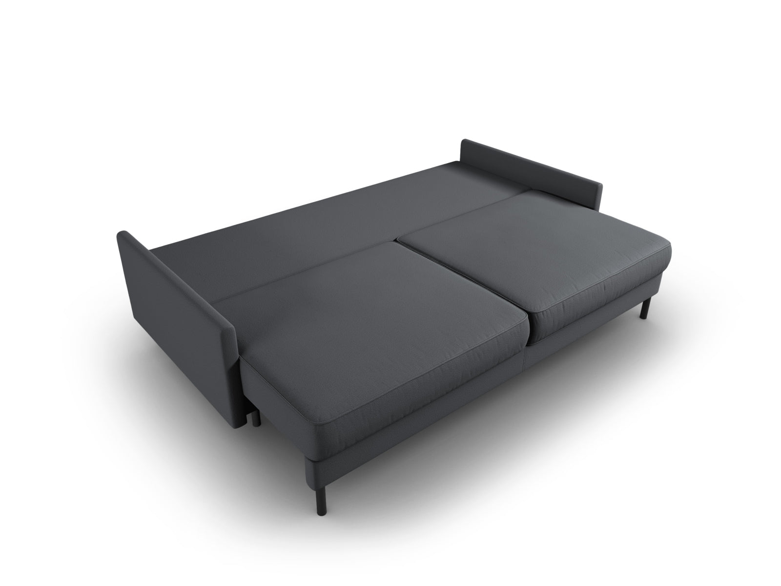 Elegantes 3-Sitzer Bettsofa in Dunkelgrau von Micadoni, ideal für Gästeübernachtungen und mit praktischem Stauraum für Decken und Kissen.
