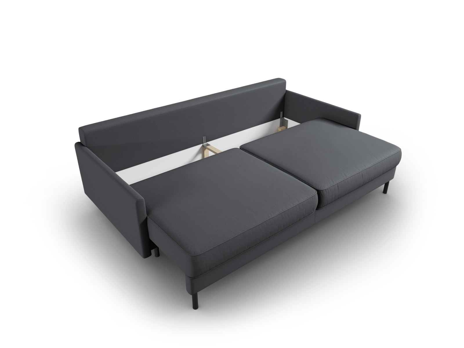 Stylisches 3-Sitzer Sofa von Micadoni in Dunkelgrau, das sich mühelos in ein bequemes Bett verwandelt und zusätzlichen Stauraum bietet.