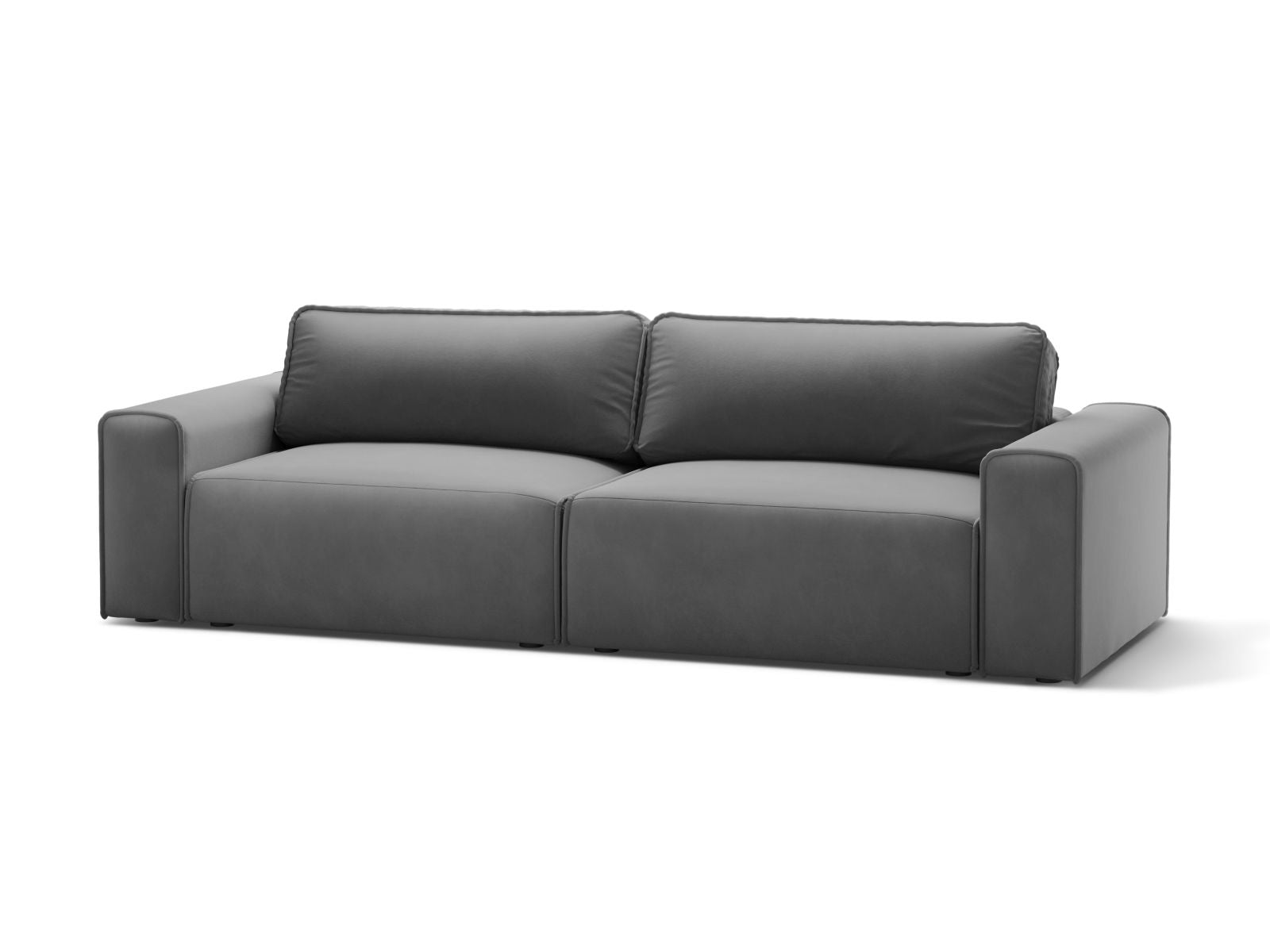 Elegantes 3-Sitzer Sofa Victor in Grau mit praktischer Schlaffunktion und integriertem Stauraum, ideal für jedes Wohnzimmer.