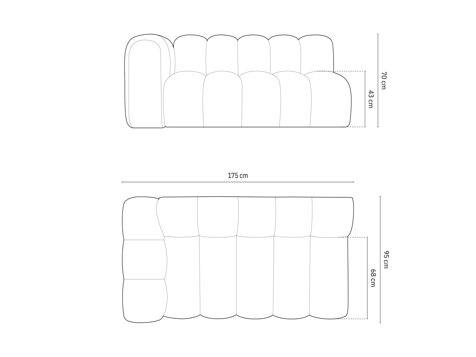 Lupine Modular Sofa links 3 Sitzer in Dark Grey präsentiert im Onlineshop von KAQTU Design AG. Modulares Sofa ist von Micadoni