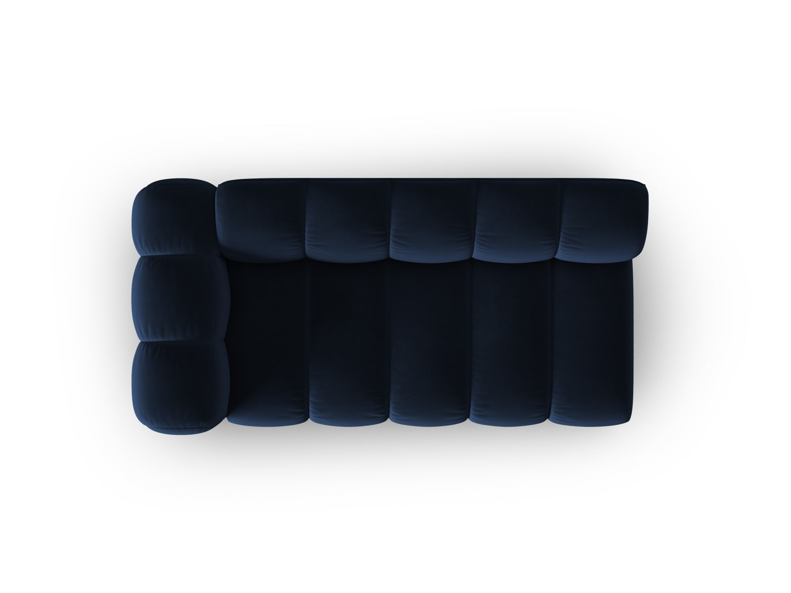 Elegantes, modulares 3-Sitzer Sofa in Royal Blue aus weichem Lupine Velour, ideal für moderne Wohnräume und gemütliche Atmosphäre.