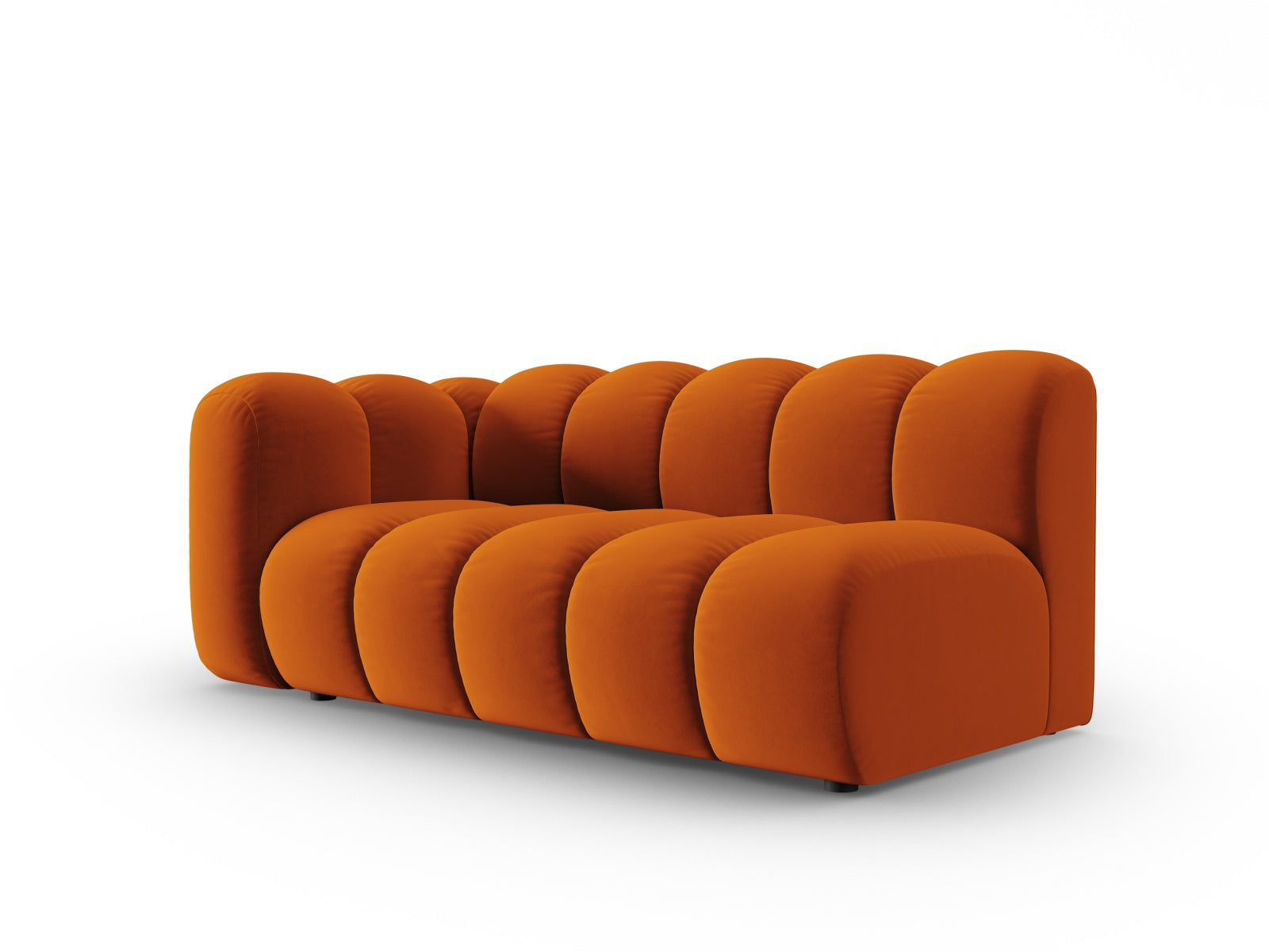 Elegantes Lupine Velour 3-Sitzer Sofa in Terracotta, linksseitig, ideal für moderne Wohnräume, von Micadoni.