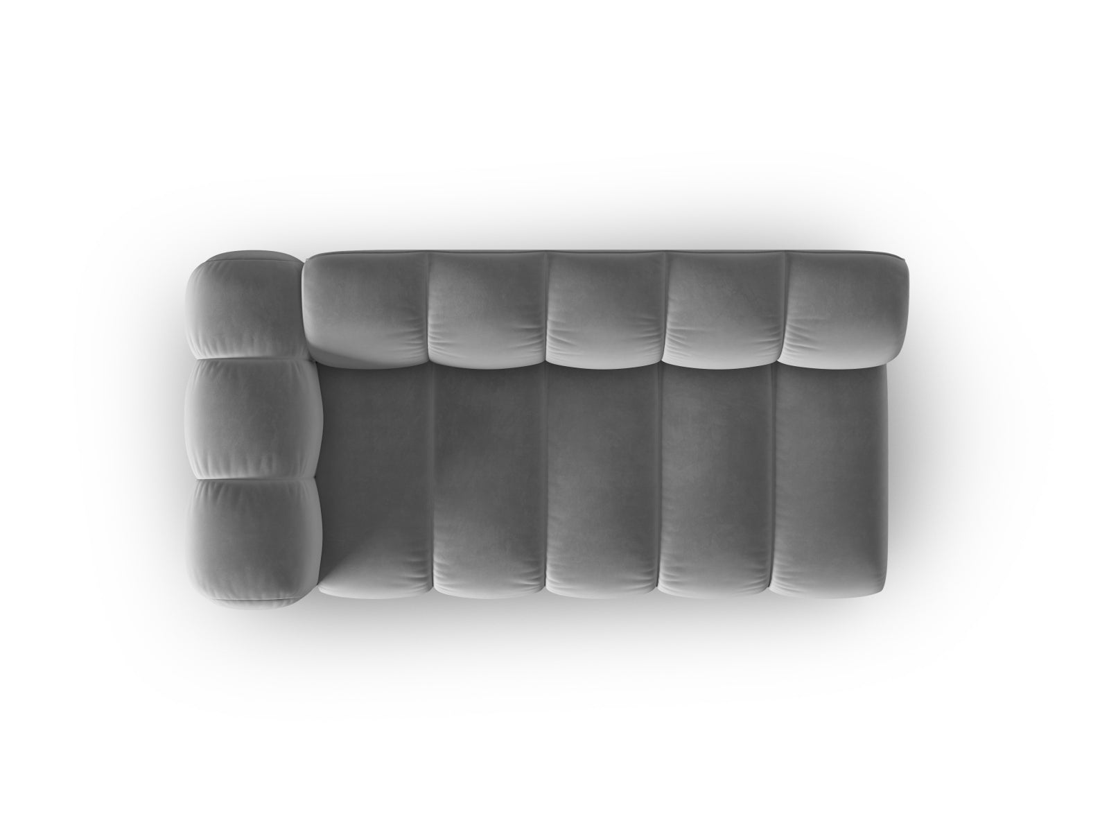 Elegantes, graues 3-Sitzer Sofa Lupine Velour mit linker Armlehne, ideal für moderne Wohnräume, erhältlich bei Micadoni.