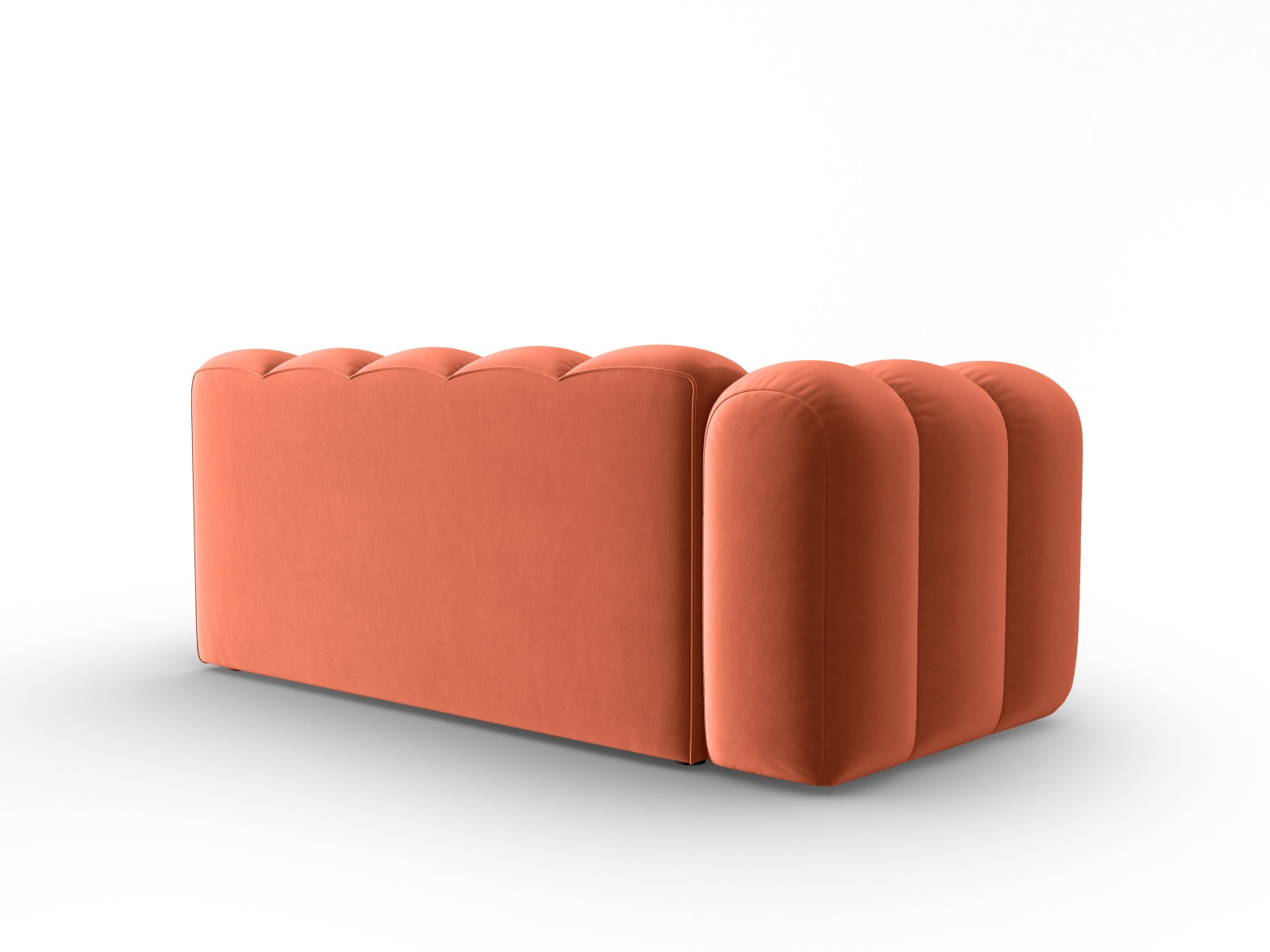 Stylisches, linksseitiges 3-Sitzer Sofa aus Lupine Velour in Coral-Salvador, perfekt für zeitgemäße Inneneinrichtungen von Micadoni.