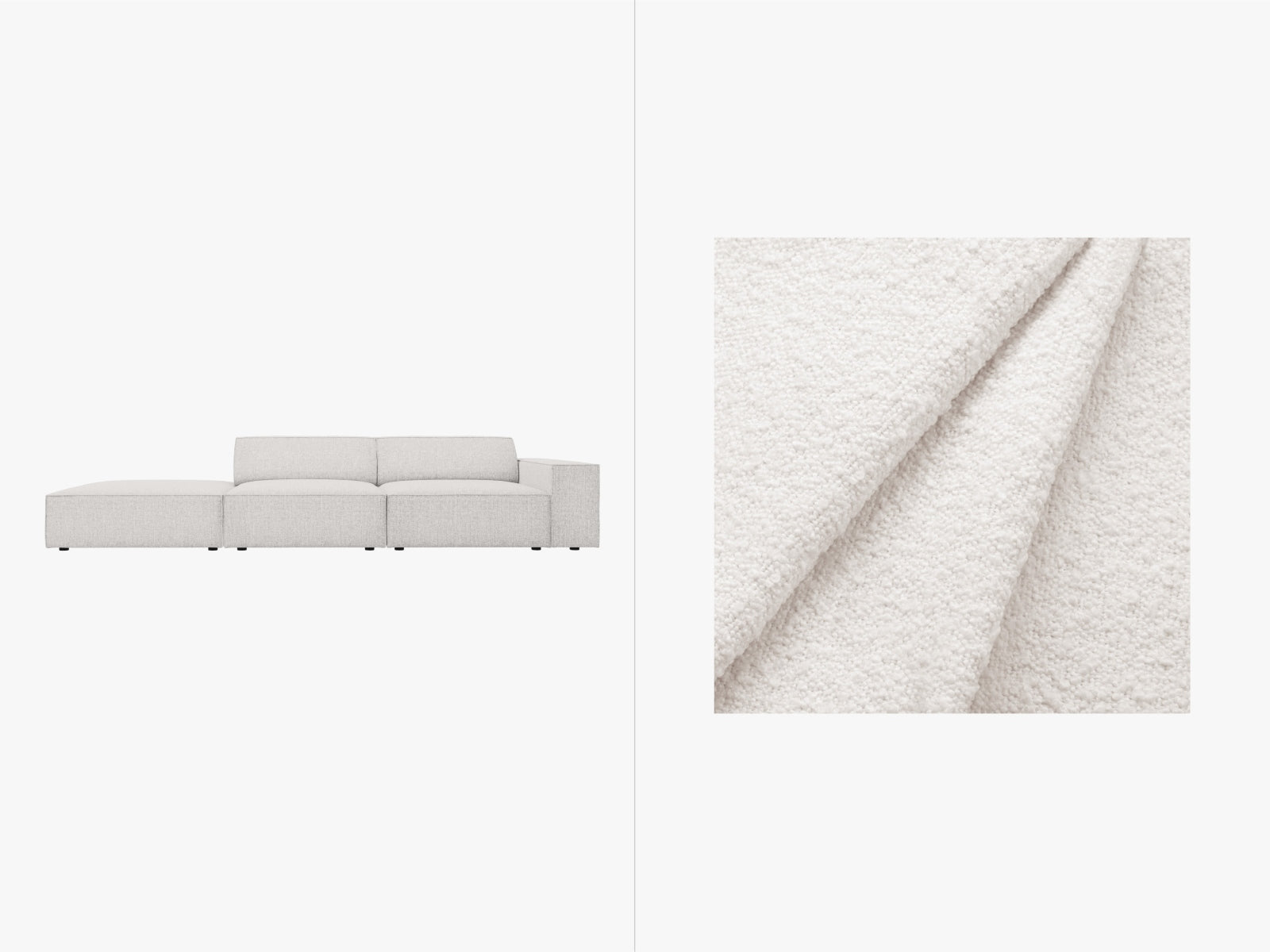 Jodie Boucle modulares Sofa open links 3 Sitzer in White-Baloo präsentiert im Onlineshop von KAQTU Design AG. L-Sofa links ist von Micadoni