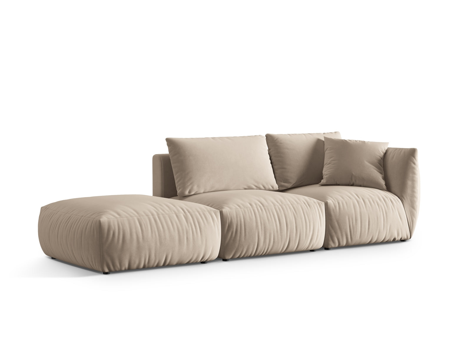 Modernes Chris Velour 3-Sitzer Sofa in Ecru-Casino, perfekt für gemütliche und stilvolle Wohnzimmer, erhältlich bei Micadoni.
