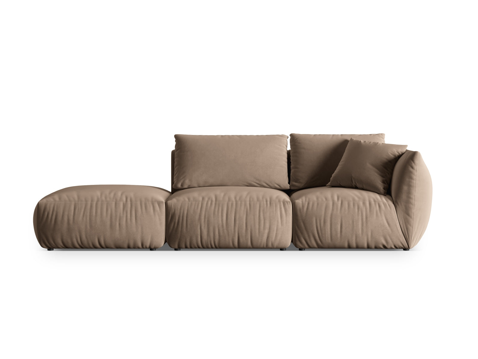 Chris Velour links Modular Sofa 3 Sitzer in Light Brown-Casino präsentiert im Onlineshop von KAQTU Design AG. 3er Sofa ist von Micadoni