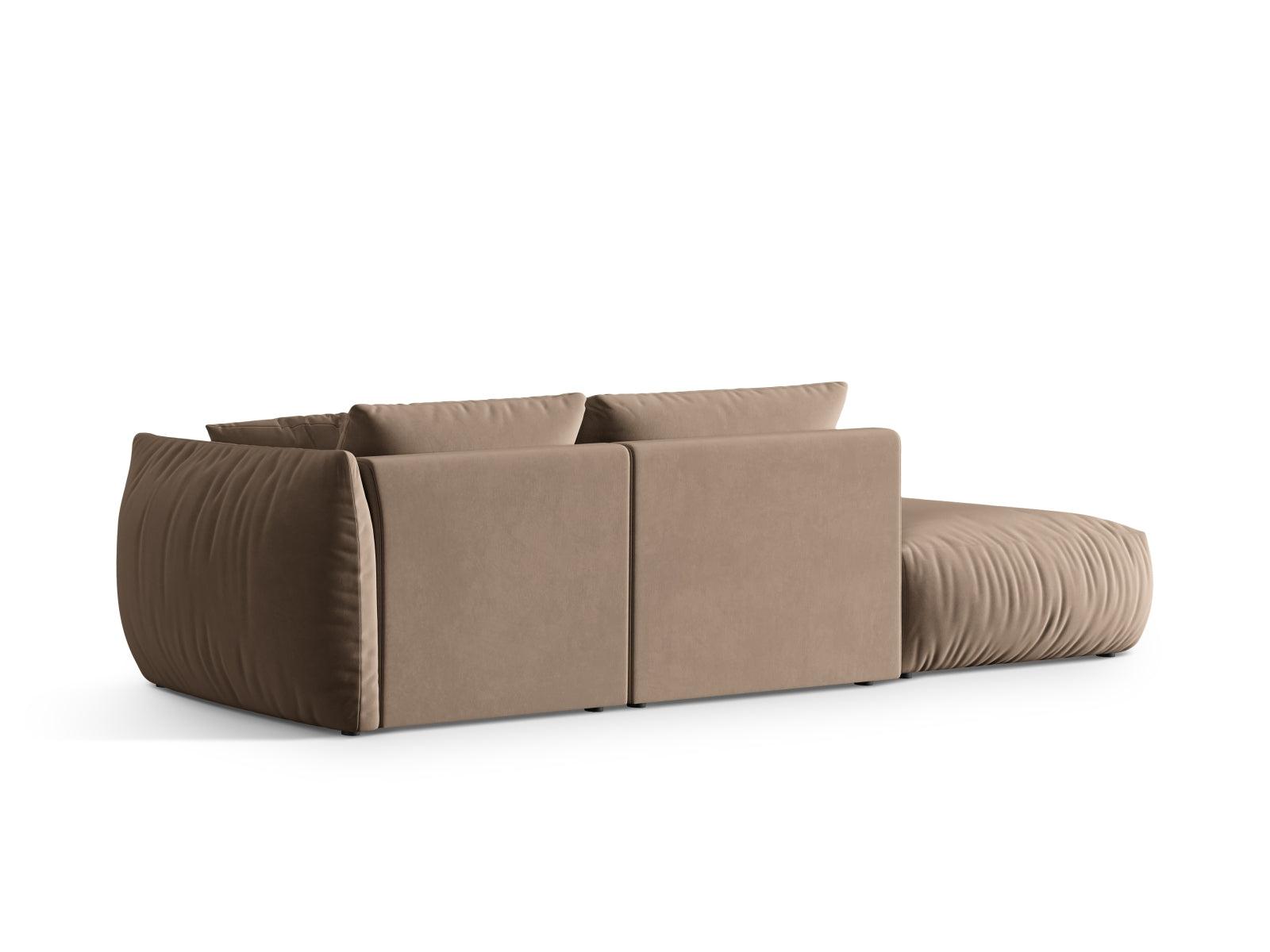 Elegantes 3-Sitzer Sofa Chris Velour in hellem Beige, linksseitig, ideal für zeitgemäße Inneneinrichtungen von Micadoni.