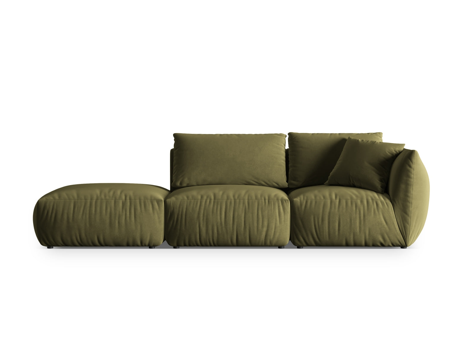 Chris Velour links Modular Sofa 3 Sitzer in Light Green-Casino präsentiert im Onlineshop von KAQTU Design AG. 3er Sofa ist von Micadoni