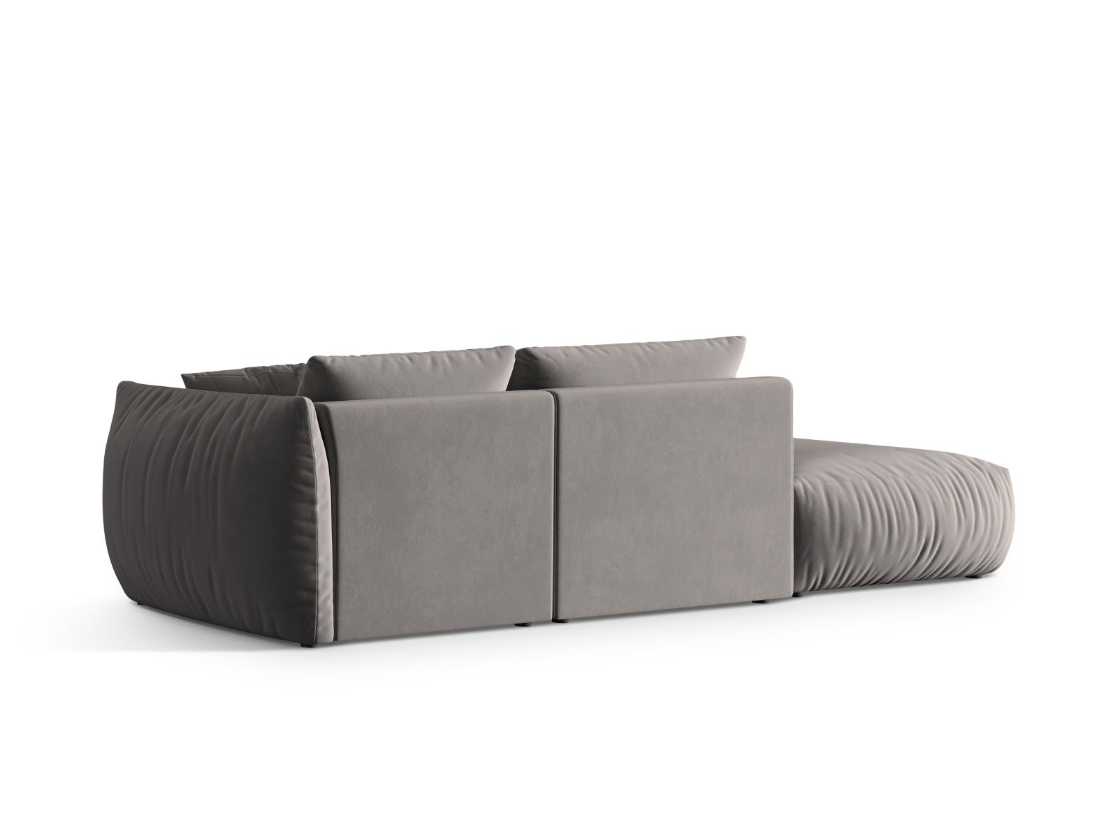Elegantes, graues 3-Sitzer Sofa Chris Velour, linksseitig, modulares Design, ideal für moderne Wohnkonzepte und gemütliche Atmosphäre.