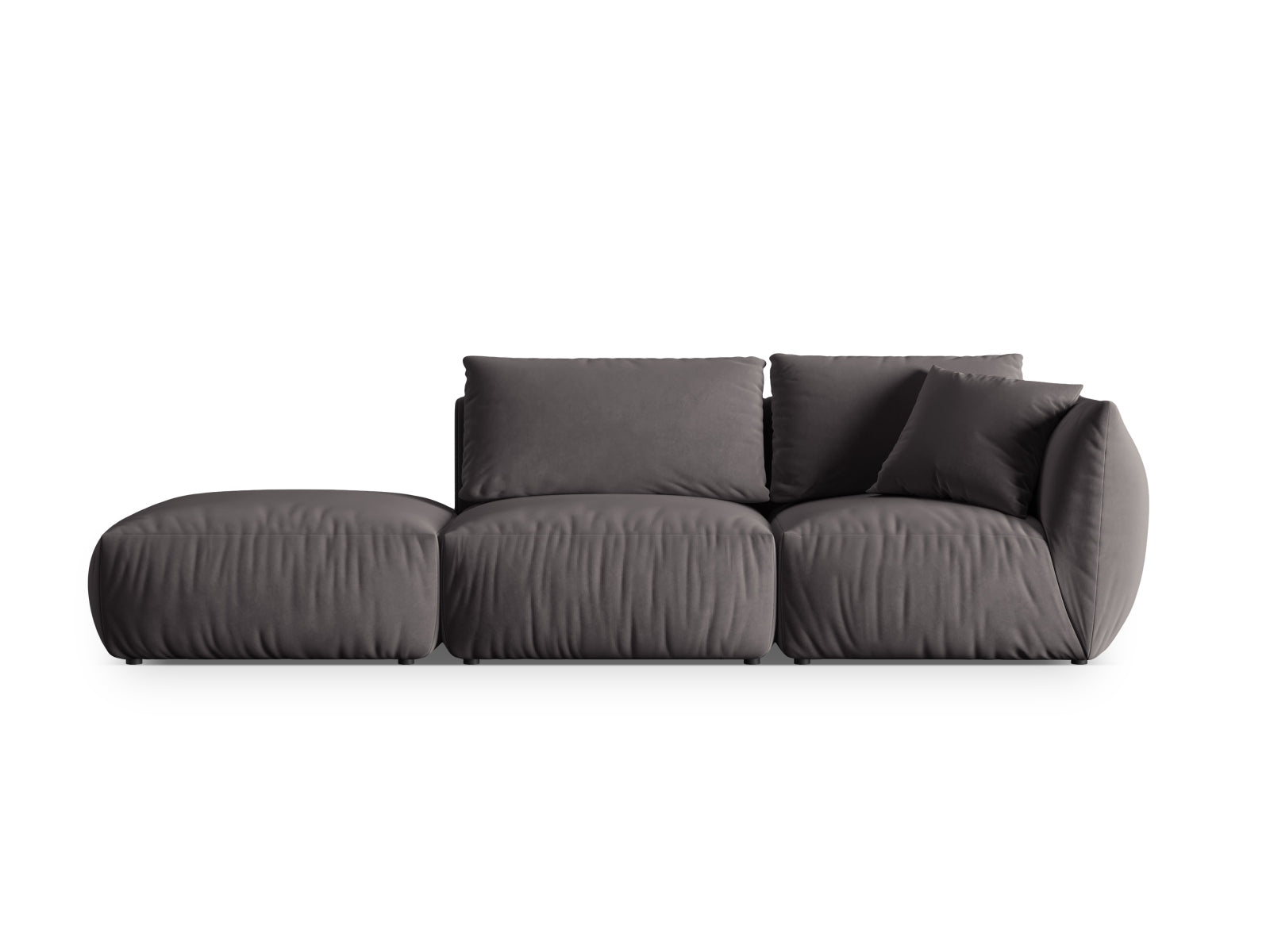 Chris Velour links Modular Sofa 3 Sitzer in Dark Grey-Casino präsentiert im Onlineshop von KAQTU Design AG. 3er Sofa ist von Micadoni