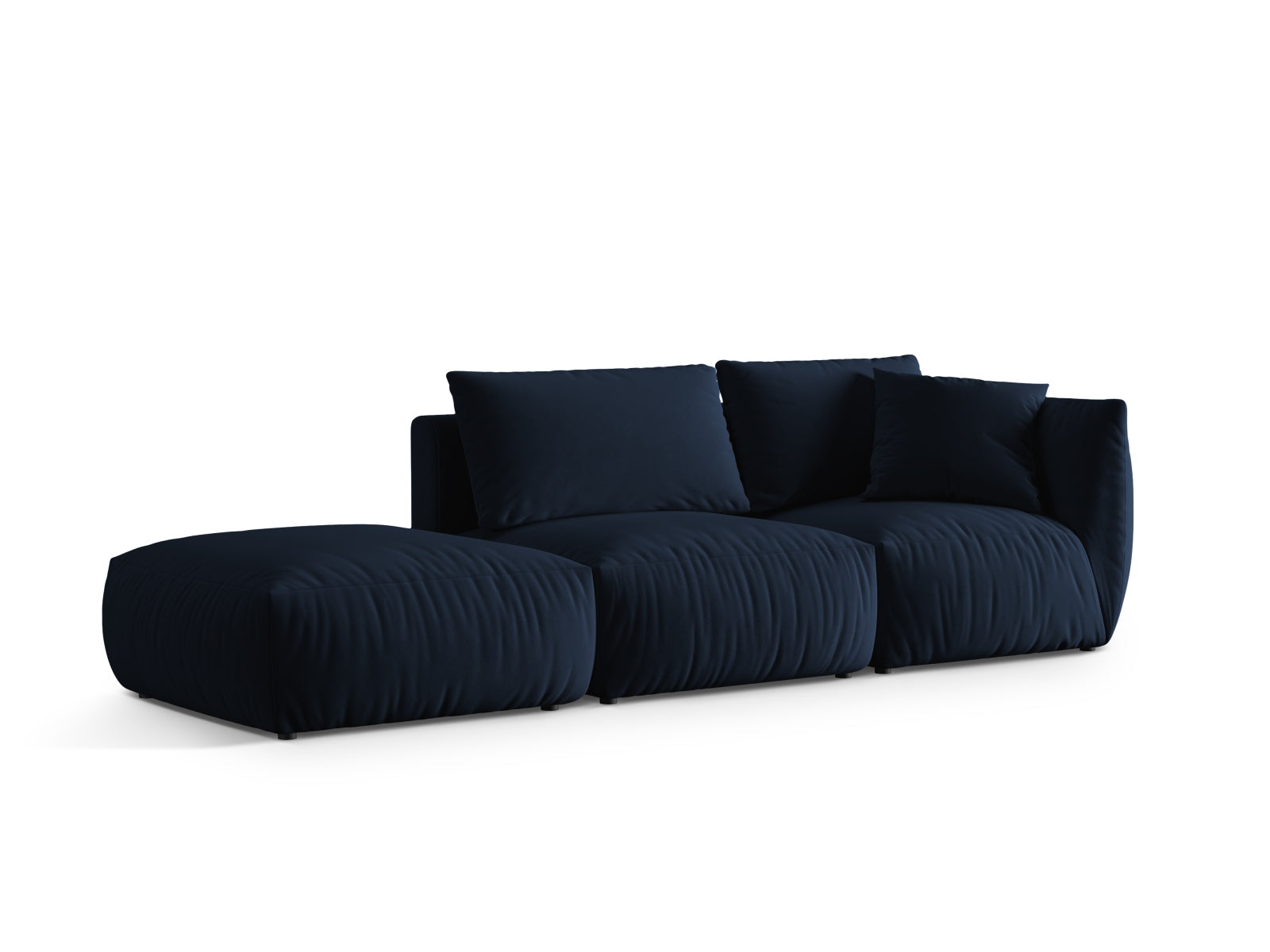 Modulares Chris Velour 3-Sitzer Sofa in Royal Blue-Casino, linksseitig, perfekt für moderne und elegante Wohnkonzepte von Micadoni.