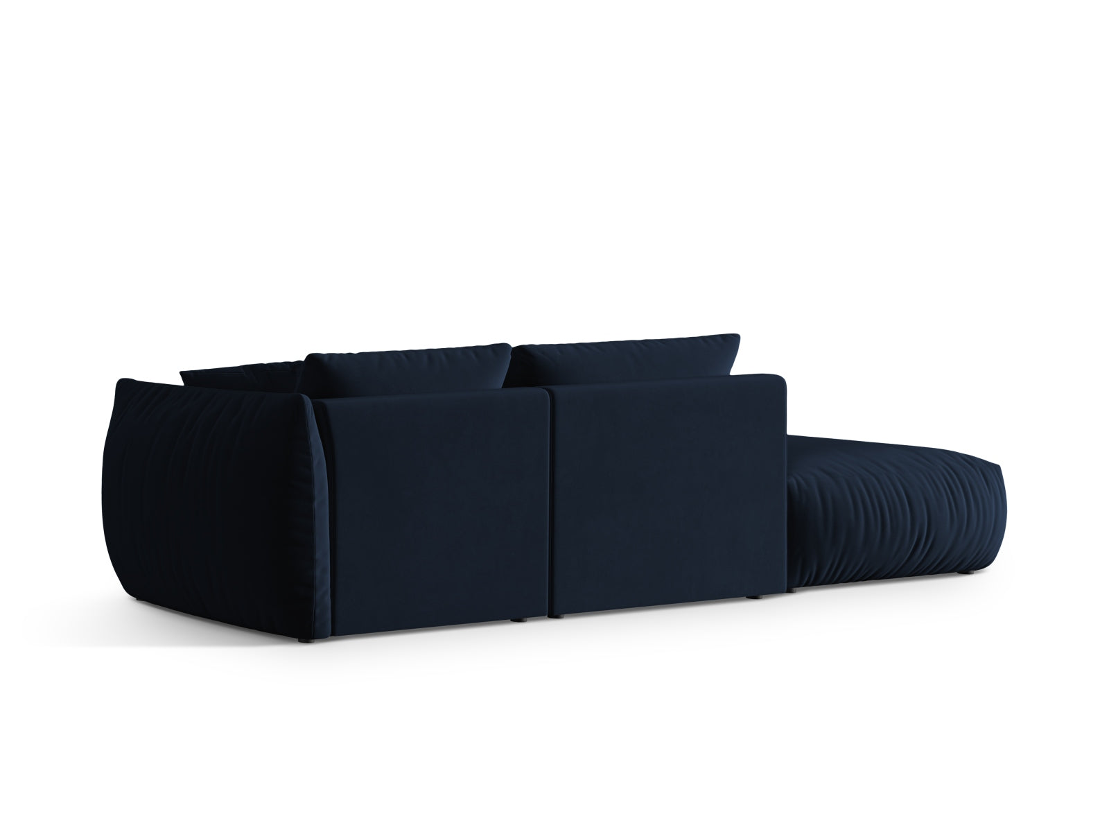 Stylisches, linksseitiges 3-Sitzer Sofa Chris Velour in Royal Blue-Casino, ideal für zeitgemäße Wohnräume von Micadoni.
