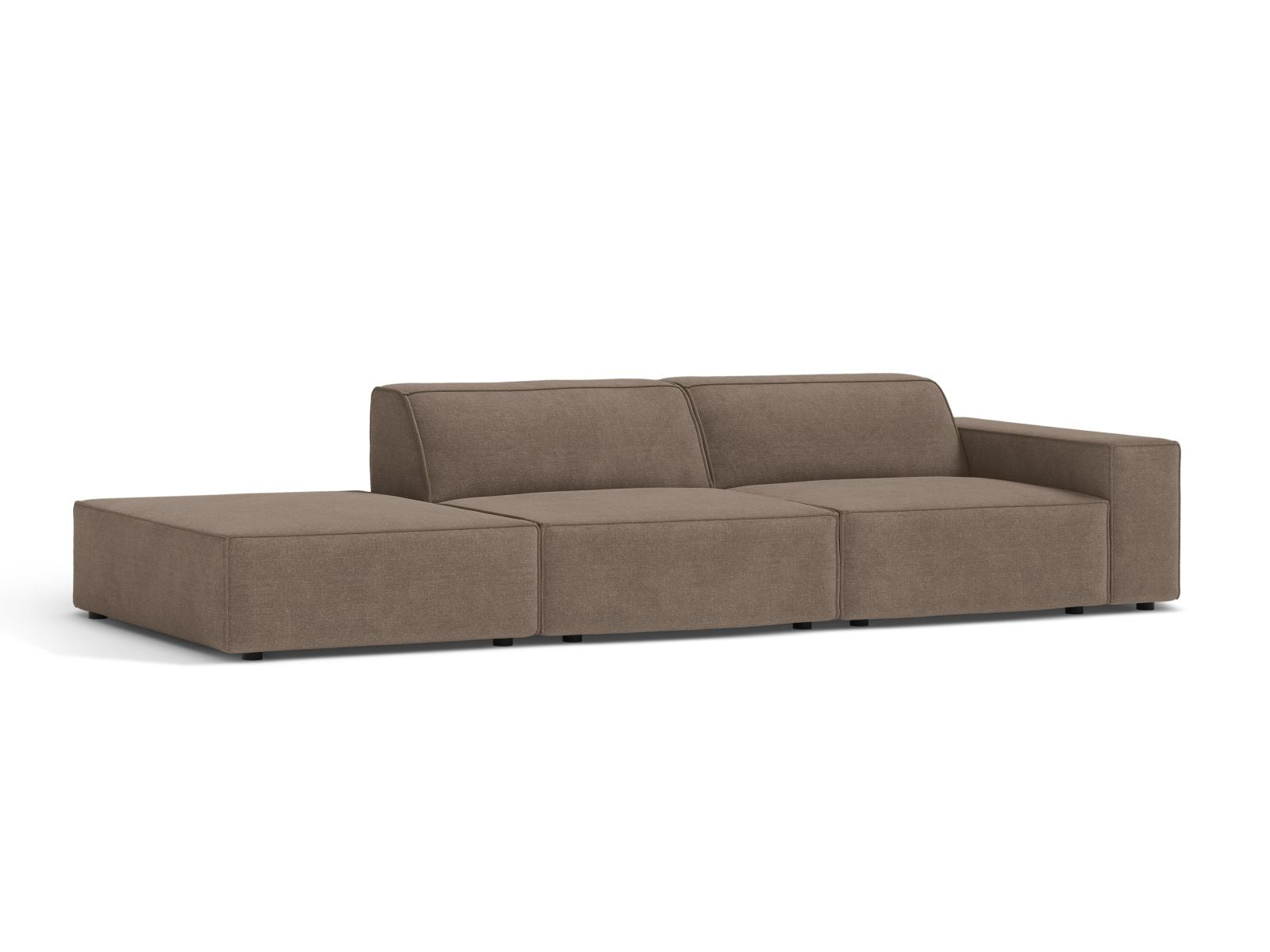 Elegantes 3-Sitzer Sofa Jodie in Cappuccino-Liberty, modulares Design für individuellen Komfort, ideal für moderne Wohnräume.
