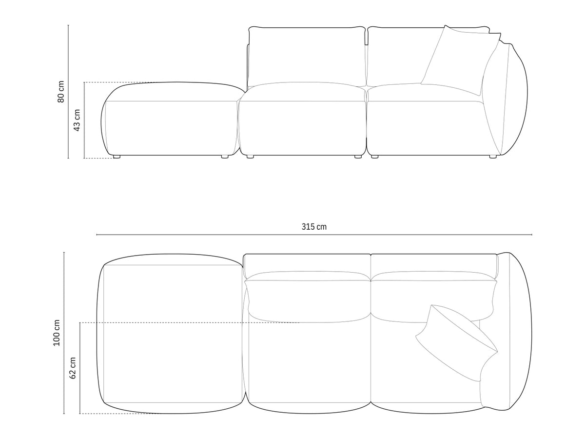 Chris Modular Sofa links 3 Sitzer in Warm grey-LINS präsentiert im Onlineshop von KAQTU Design AG. Modulares Sofa ist von Micadoni