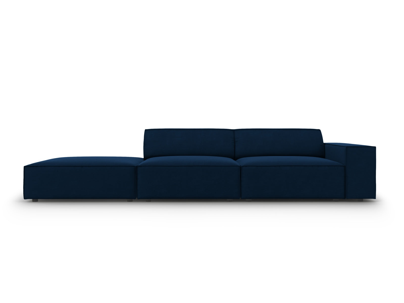 Jodie Velour modulares Sofa links 3 Sitzer in Royal Blue-Bluvel präsentiert im Onlineshop von KAQTU Design AG. L-Sofa links ist von Micadoni