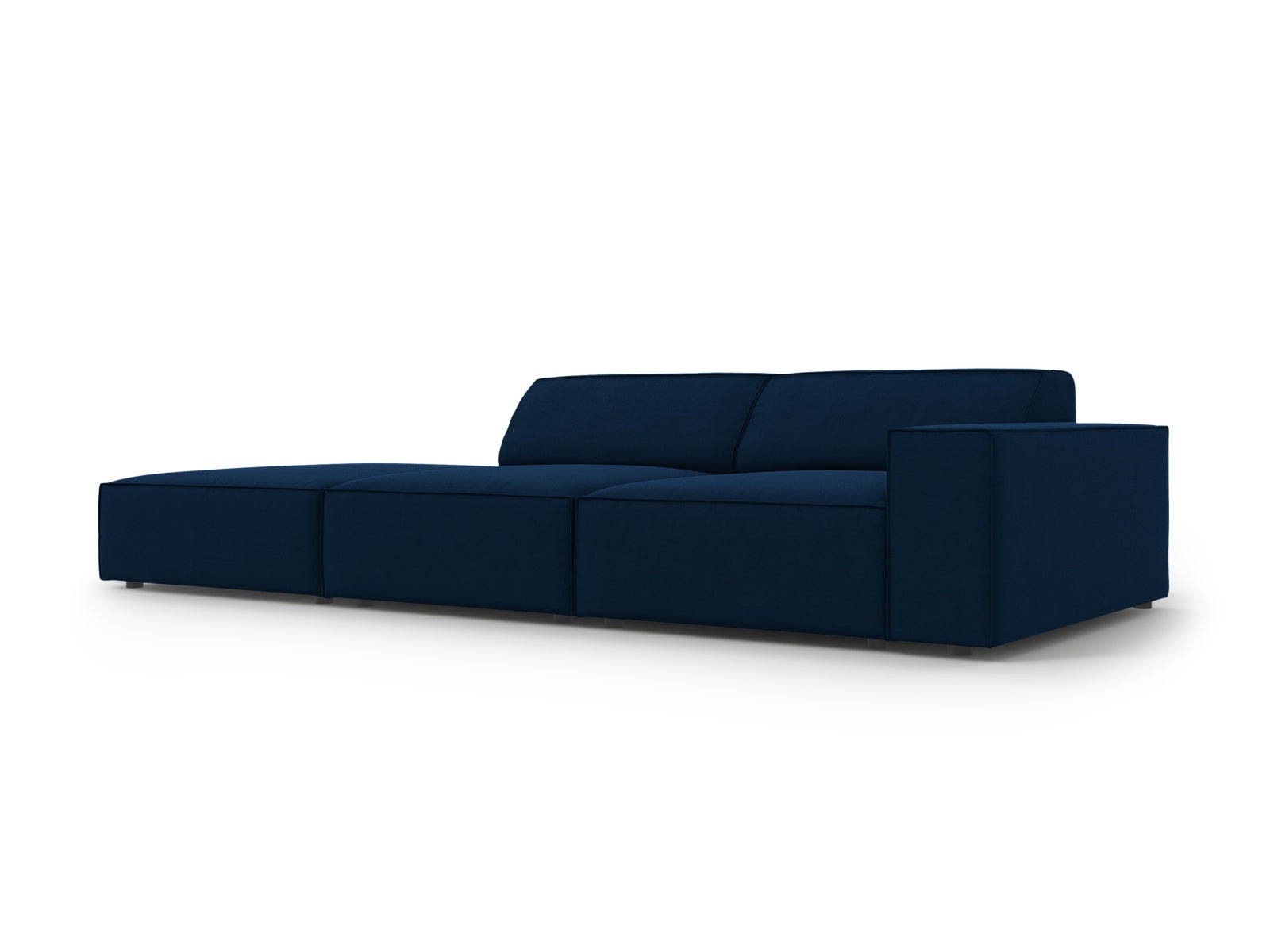 Elegantes, linksseitiges 3-Sitzer Sofa Jodie Velour in Royal Blue, ideal für stilvolle und flexible Wohnräume von Micadoni.