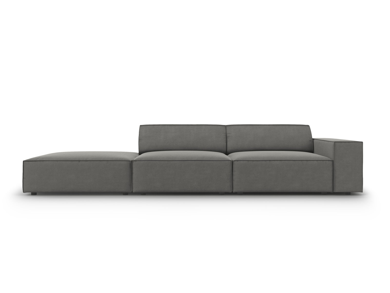 Jodie Velour modulares Sofa links 3 Sitzer in Light Grey-Bluvel präsentiert im Onlineshop von KAQTU Design AG. L-Sofa links ist von Micadoni