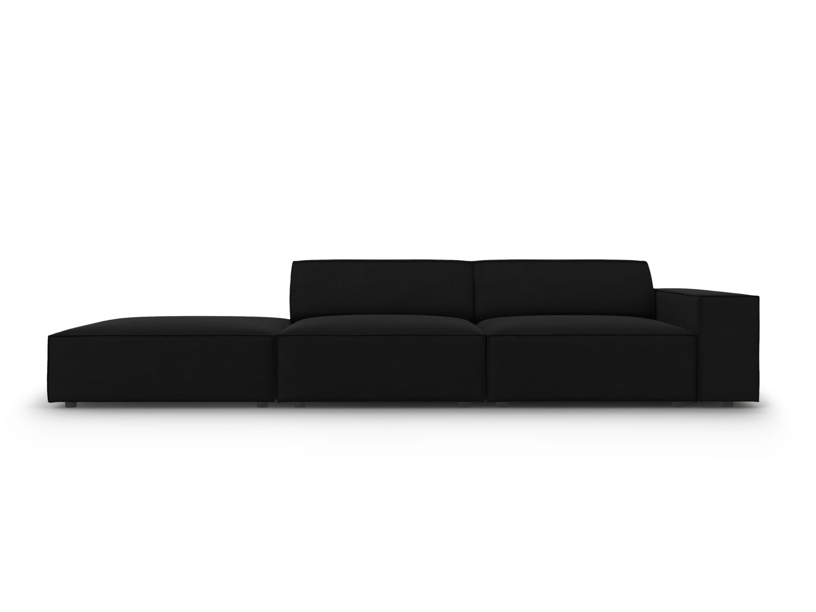Jodie Velour modulares Sofa links 3 Sitzer in Black-Bluvel präsentiert im Onlineshop von KAQTU Design AG. L-Sofa links ist von Micadoni