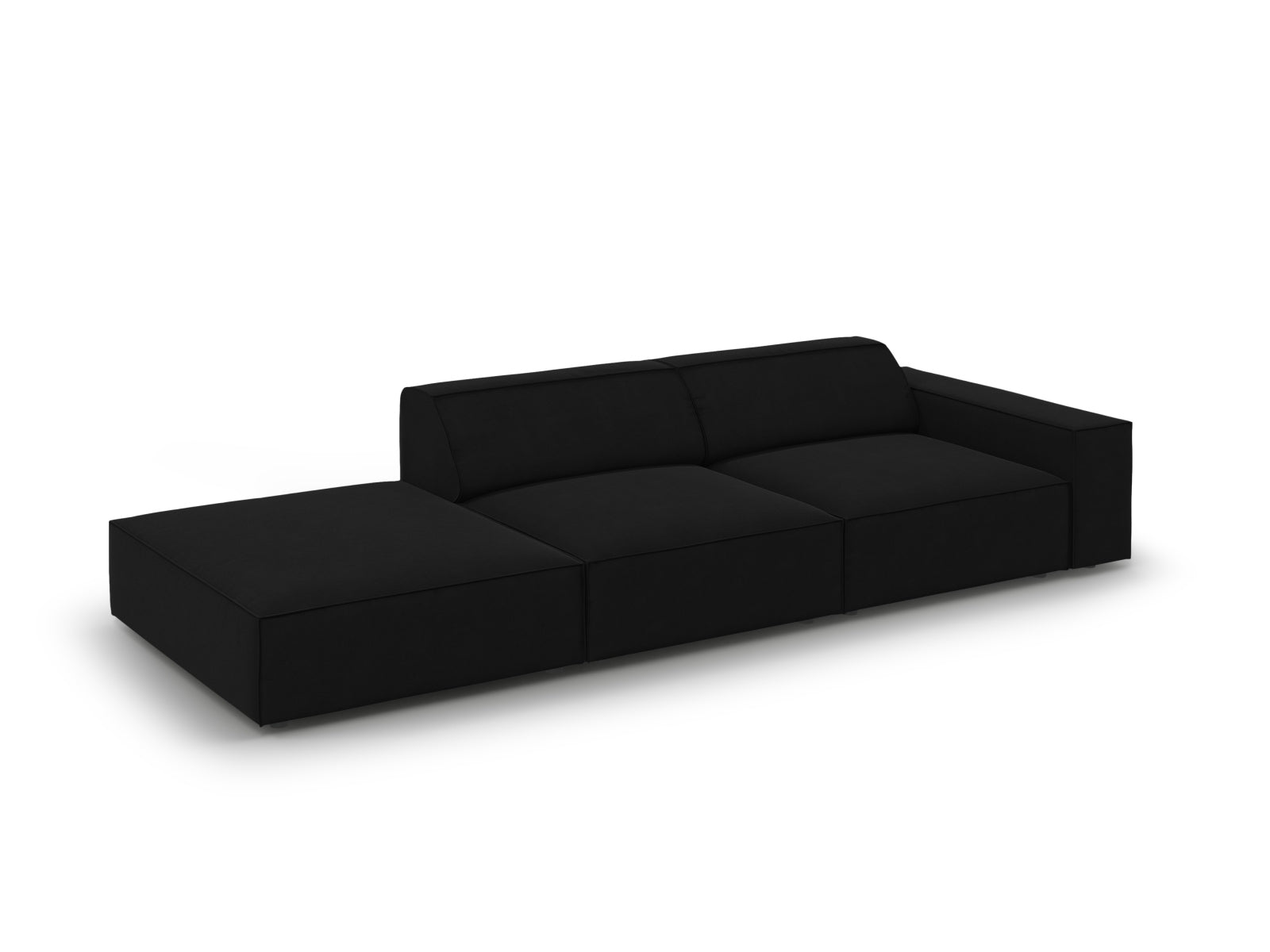 Modulares 3-Sitzer Sofa Jodie in edlem Velours, linksseitig, perfekt für moderne Wohnkonzepte, angeboten von Micadoni.