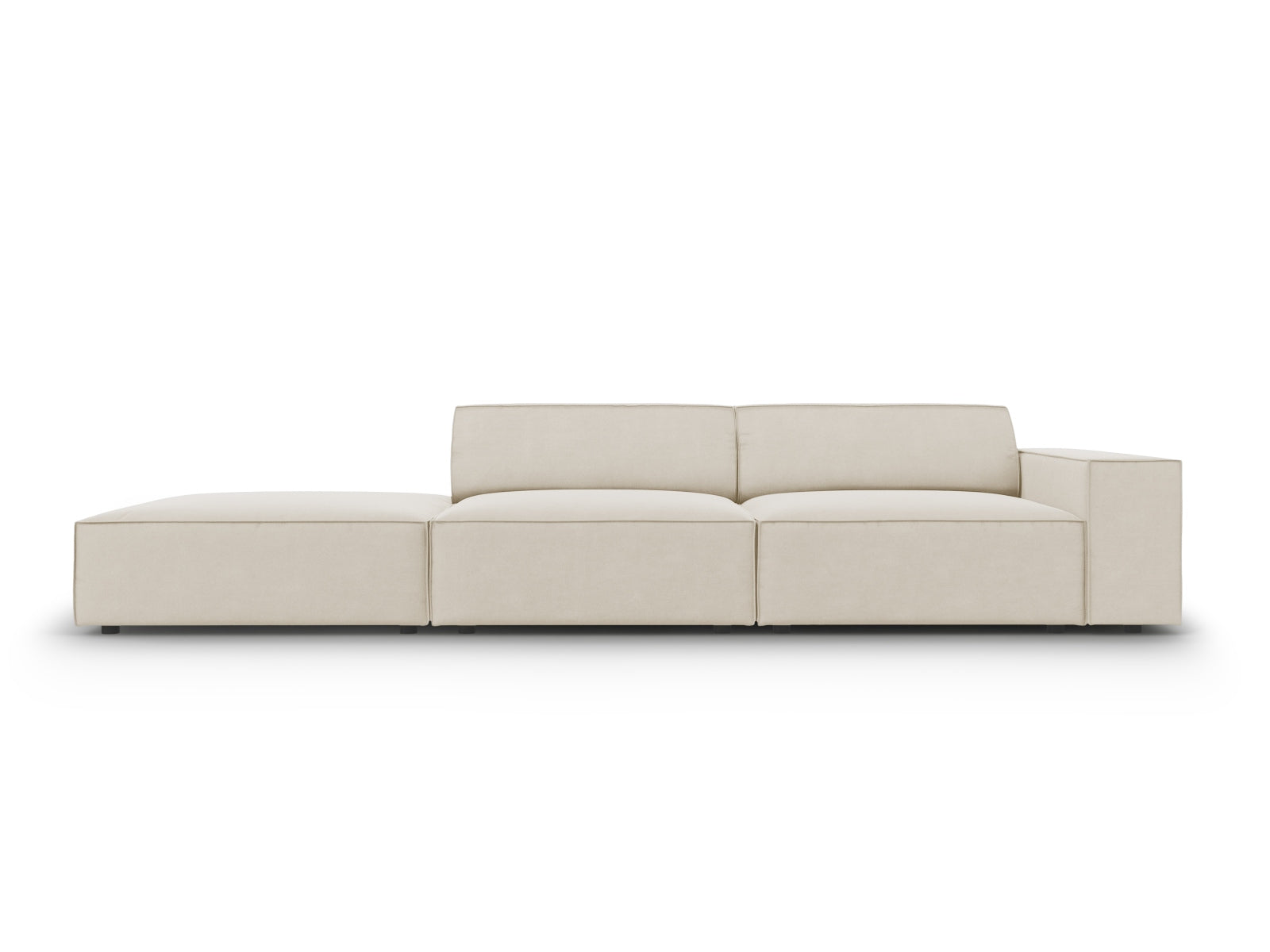 Jodie Velour modulares Sofa links 3 Sitzer in Dark Beige-Bluvel präsentiert im Onlineshop von KAQTU Design AG. L-Sofa links ist von Micadoni