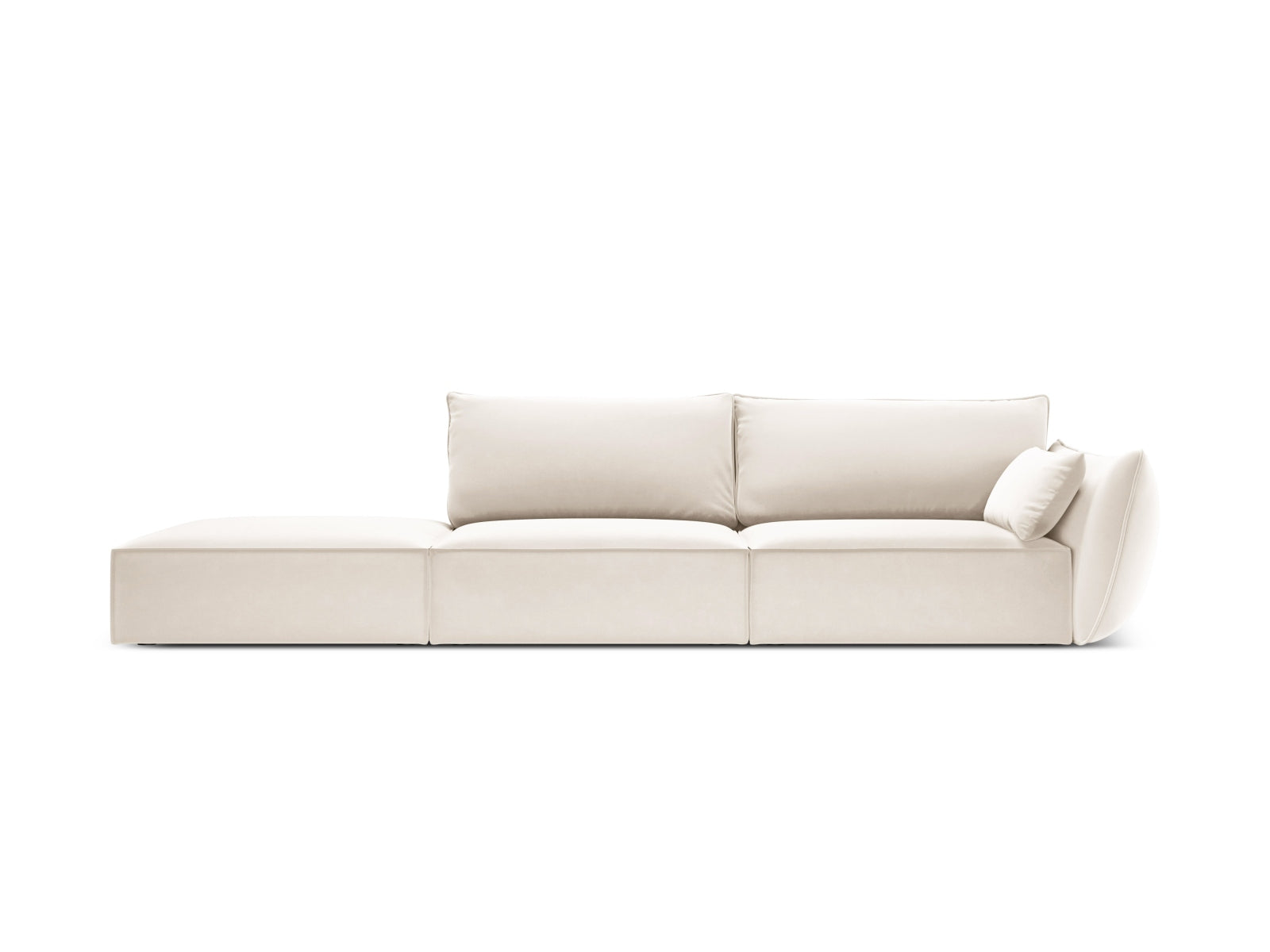 Kaelle Velour Sofa links 4 Sitzer in Light Beige-Bluvel präsentiert im Onlineshop von KAQTU Design AG. L-Sofa links ist von Micadoni
