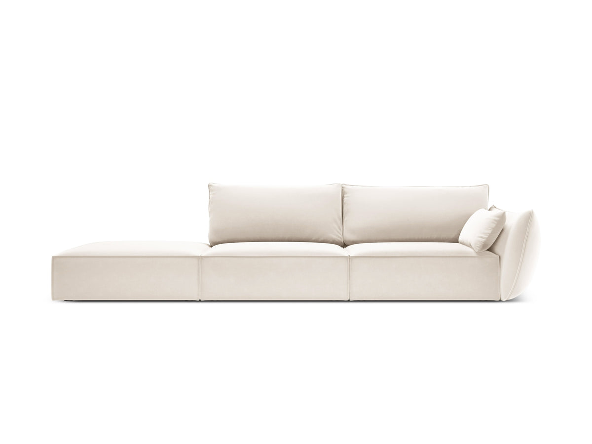 Kaelle Velour Sofa links 4 Sitzer in Light Beige-Bluvel präsentiert im Onlineshop von KAQTU Design AG. L-Sofa links ist von Micadoni