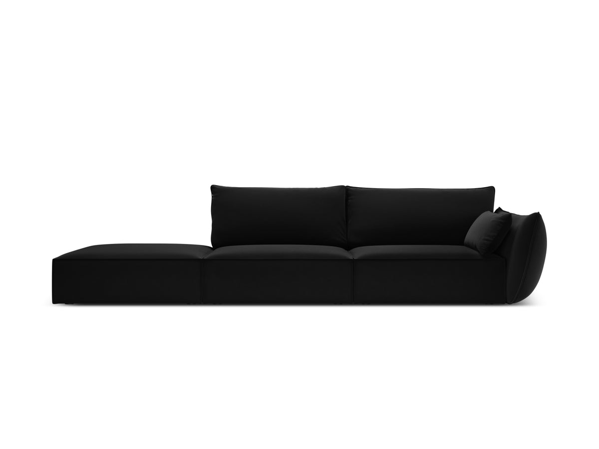 Kaelle Velour Sofa links 4 Sitzer in Black-Bluvel präsentiert im Onlineshop von KAQTU Design AG. L-Sofa links ist von Micadoni