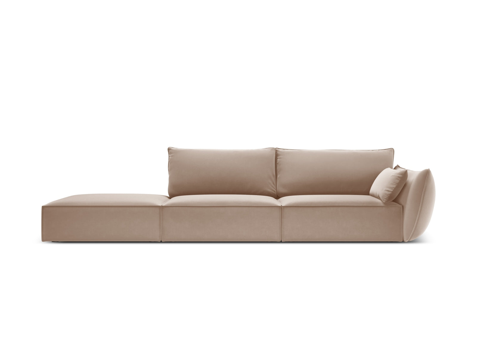 Kaelle Velour Sofa links 4 Sitzer in Beige präsentiert im Onlineshop von KAQTU Design AG. L-Sofa links ist von Micadoni