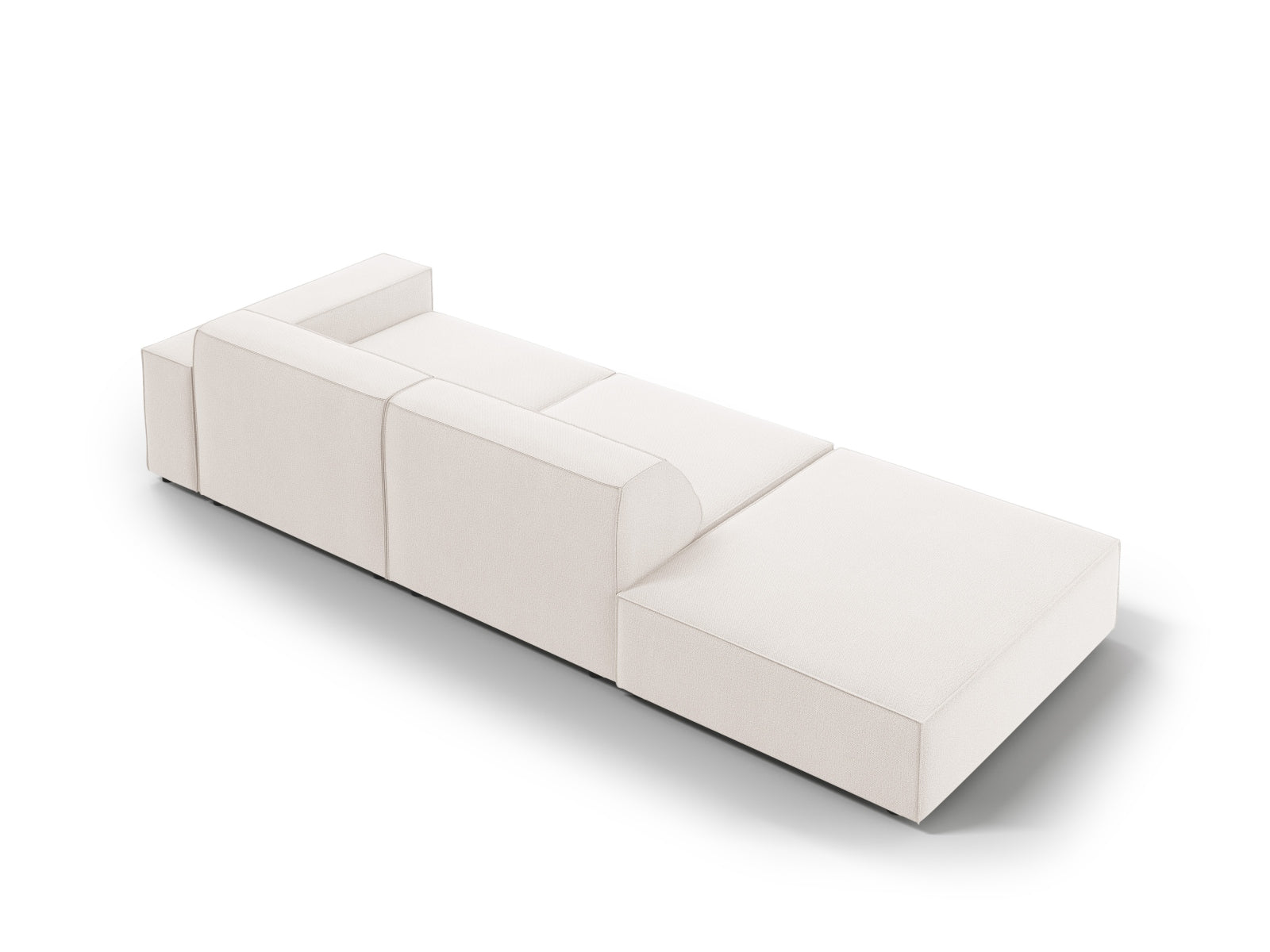 Modulares 3-Sitzer Sofa Jodie in hellem Beige, mit offener linker Seite, perfekt für moderne und gemütliche Wohnlandschaften.