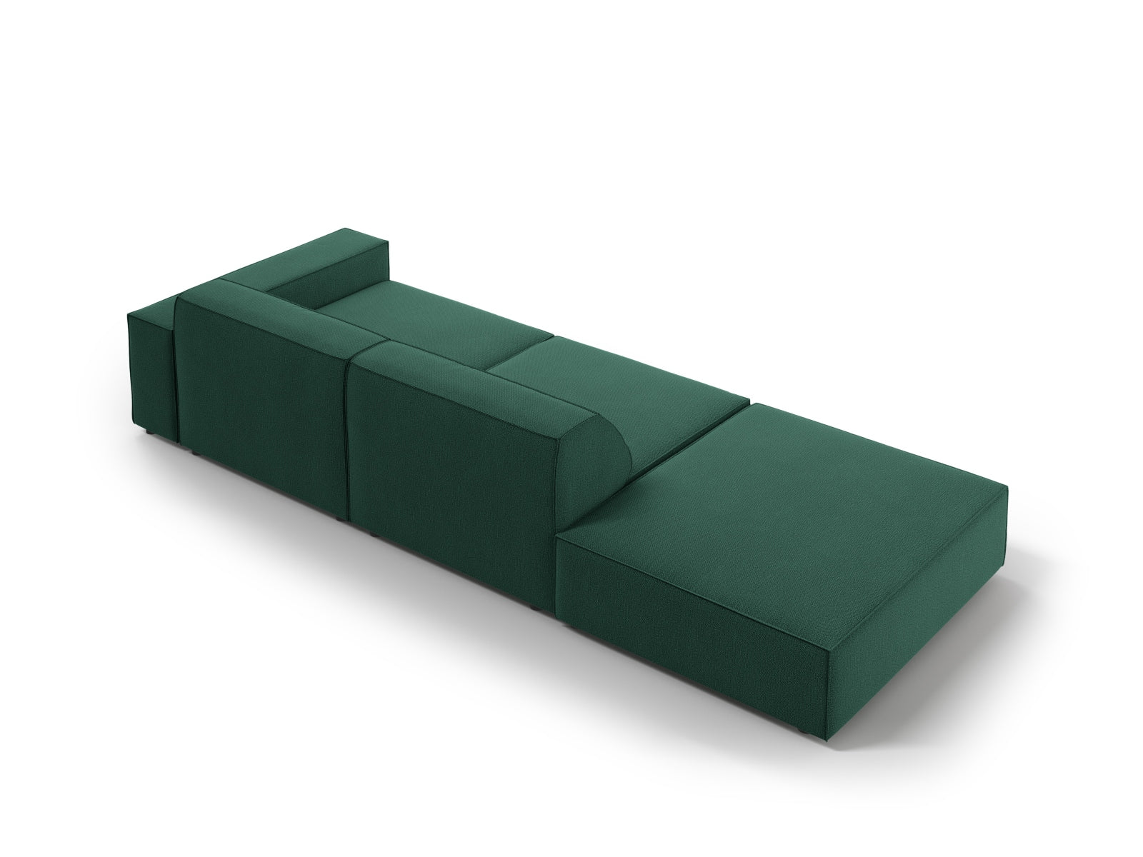 Modulares 3-Sitzer Sofa Jodie von Micadoni in lebhaftem Grün, mit offener linker Seite, perfekt für moderne und gemütliche Wohnlandschaften.