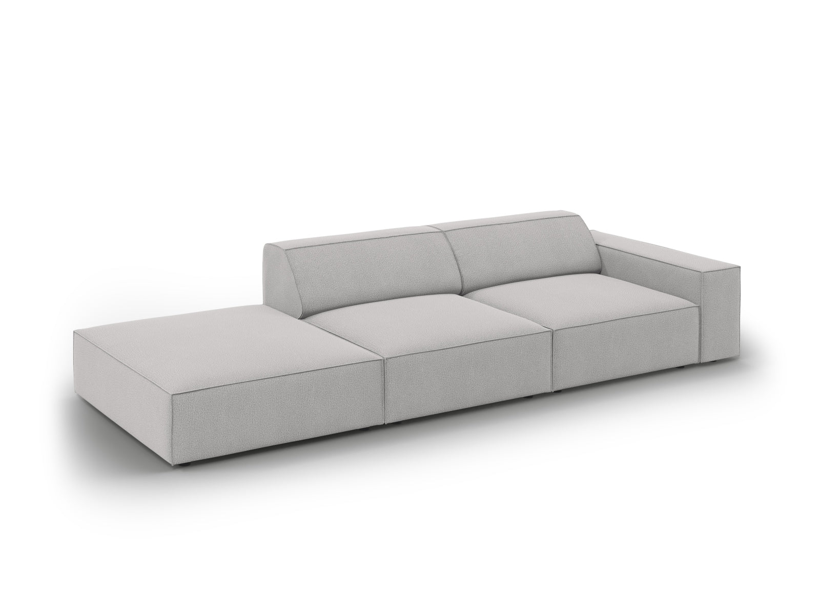 Modernes 3-Sitzer Sofa Jodie in Hellgrau, linksseitig offen, perfekt für gemütliche und stilvolle Wohnambiente von Micadoni.