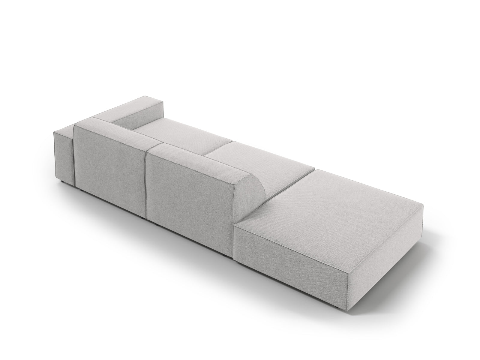 Modernes 3-Sitzer Sofa Jodie in hellem Grau, linksseitig offen, perfekt für gemütliche und stilvolle Wohnbereiche von Micadoni.