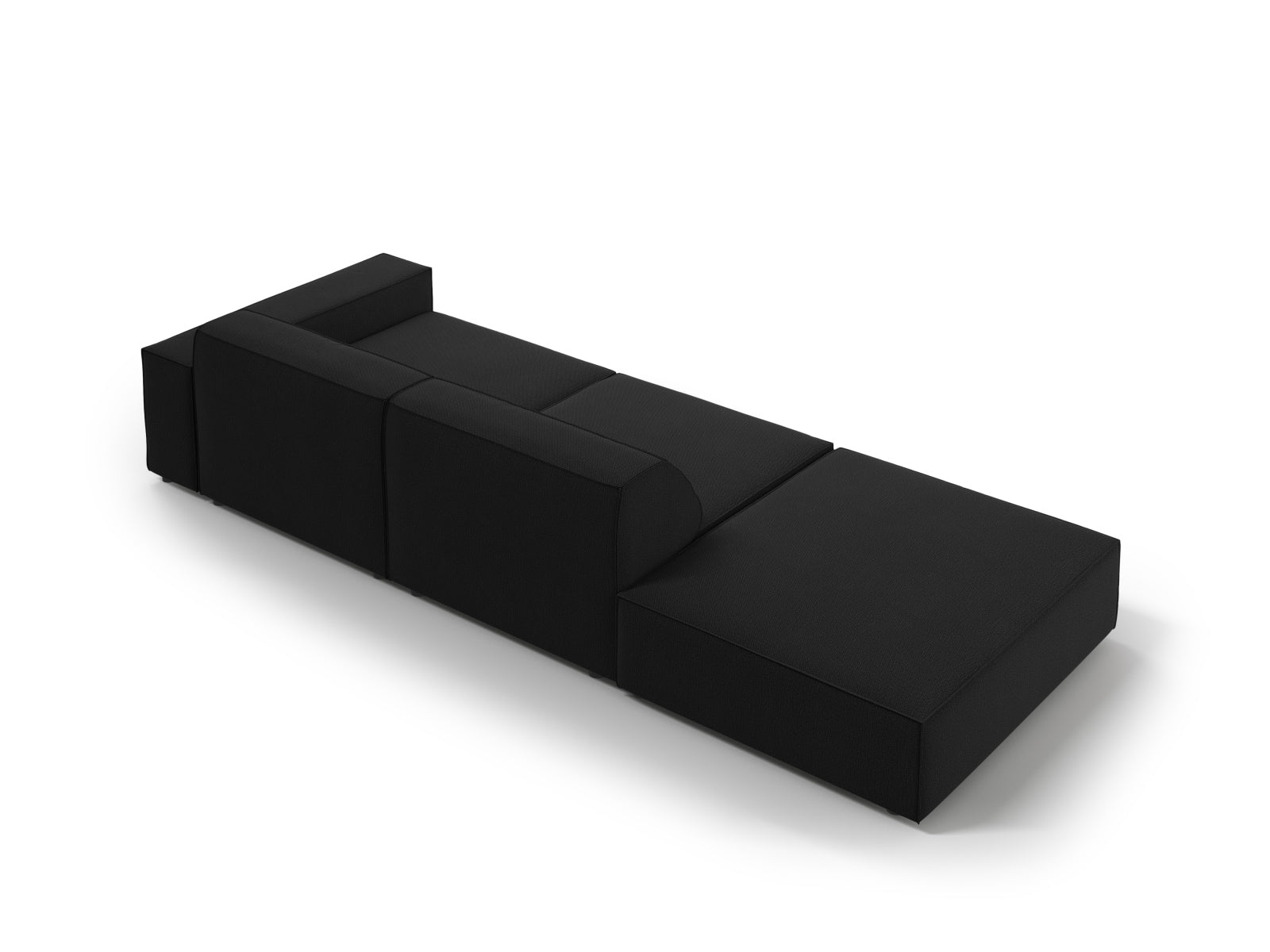 Elegantes 3-Sitzer Sofa Jodie von Micadoni, mit offener linker Seite, in zeitlosem Schwarz, perfekt für stilvolle Wohnkonzepte.