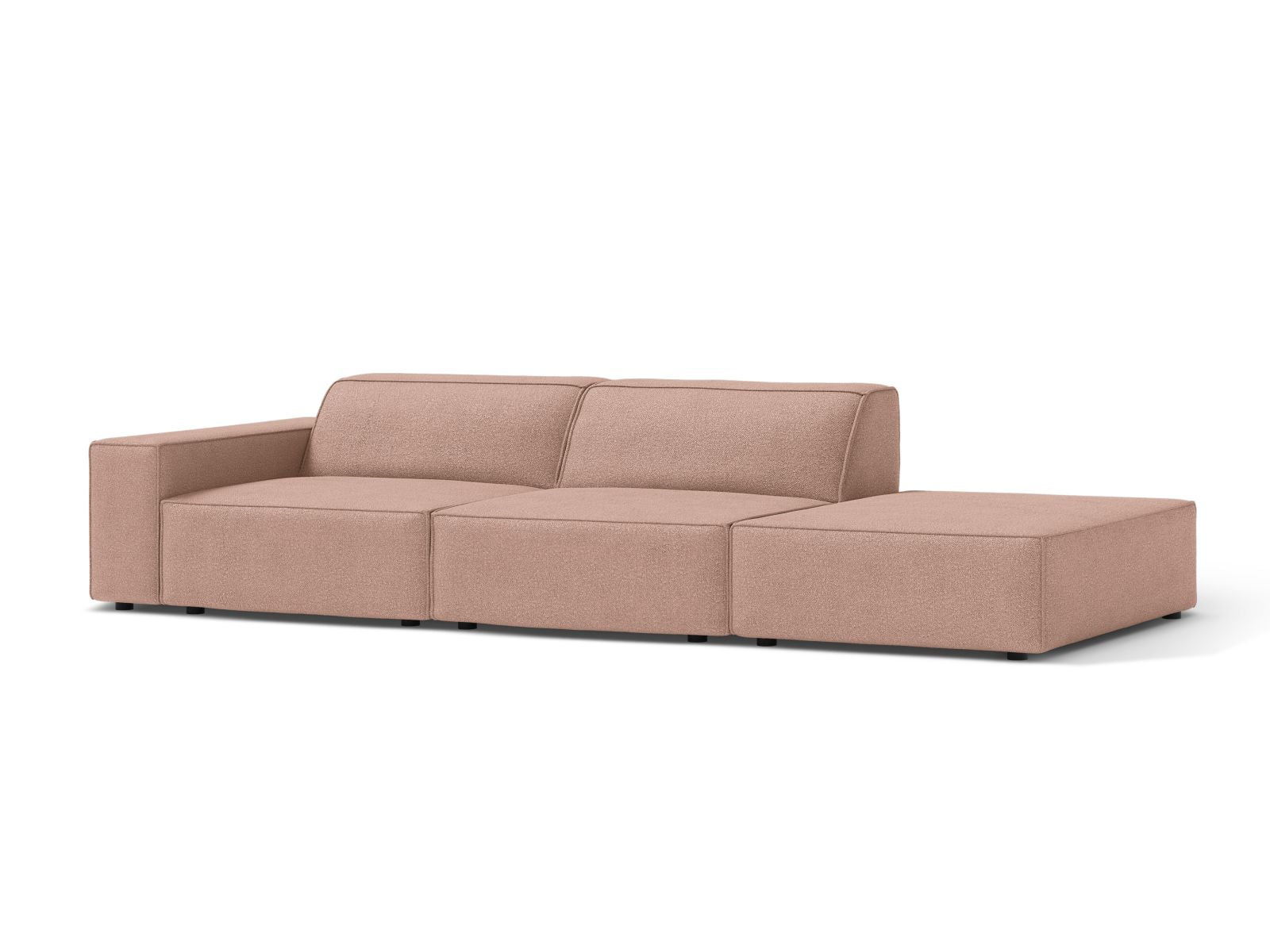Elegantes Jodie Boucle Sofa in Powder Pink, modulares Design, ideal für stilvolle Wohnräume, präsentiert von Micadoni.