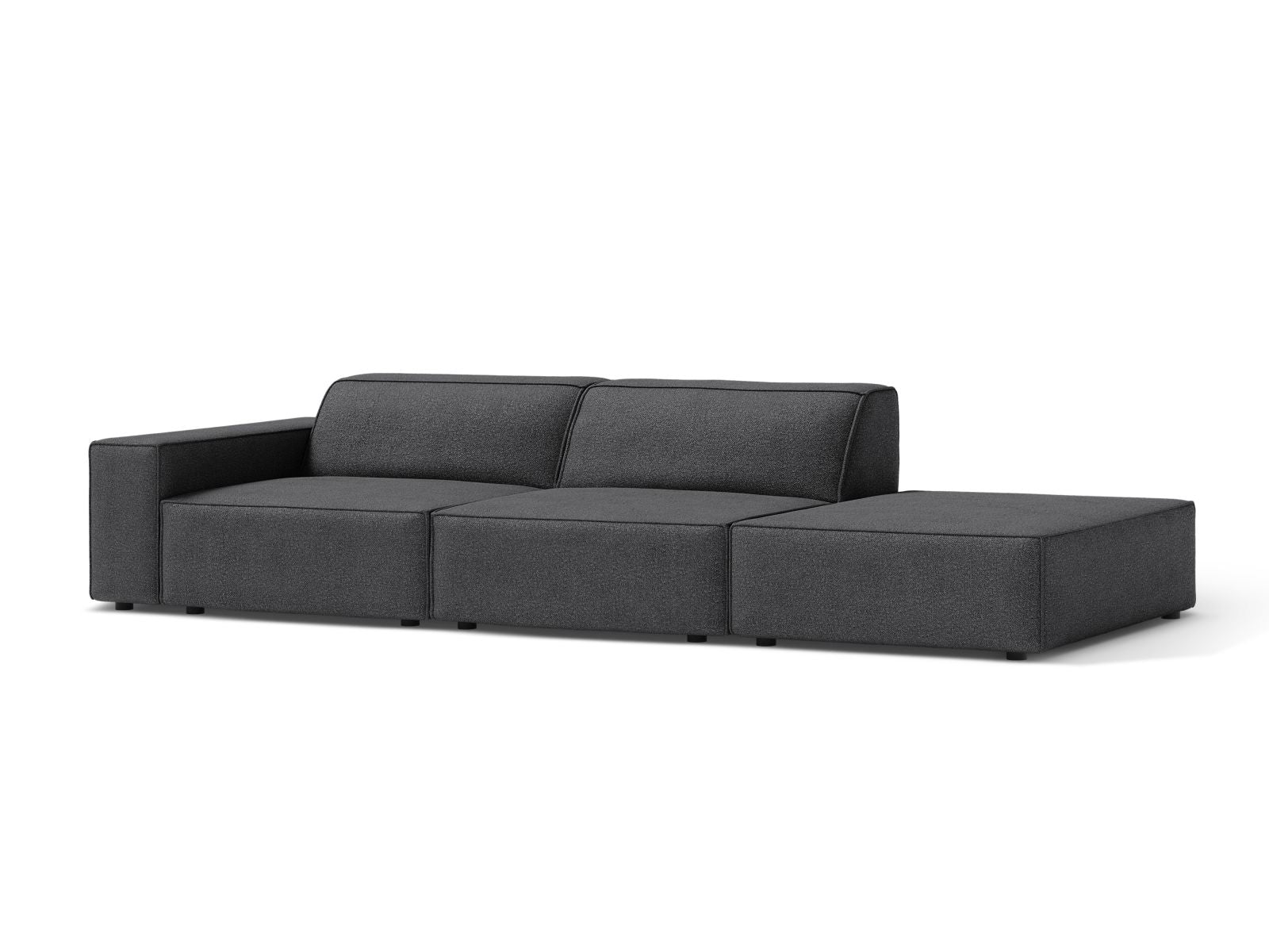 Elegantes Jodie Boucle Sofa in Dunkelgrau, modulares Design, ideal für stilvolle Wohnräume, präsentiert von Micadoni.