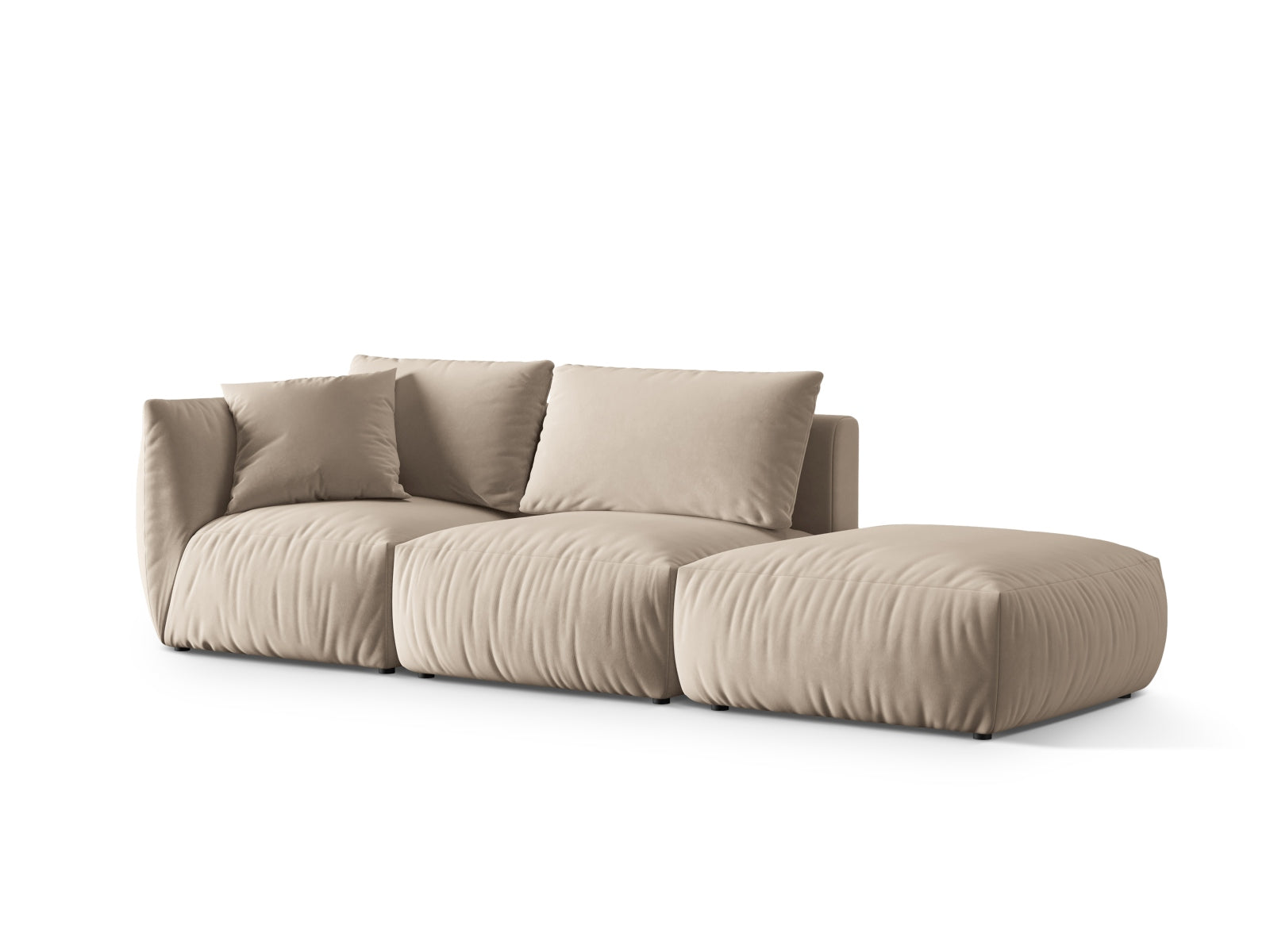 Modernes Chris Velour Modular Sofa in Ecru-Casino, 3-Sitzer von Micadoni, perfekt für gemütliche und stilvolle Wohnambiente.