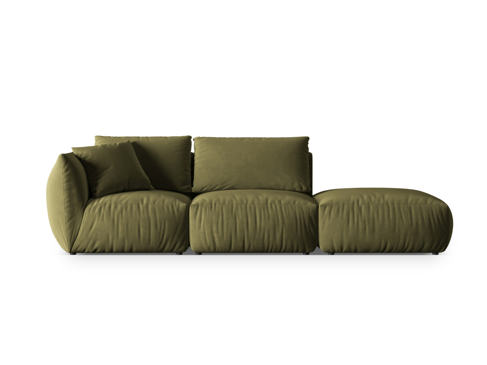 Chris Velour Modular Sofa rechts 3 Sitzer in Light Green-Casino präsentiert im Onlineshop von KAQTU Design AG. 3er Sofa ist von Micadoni